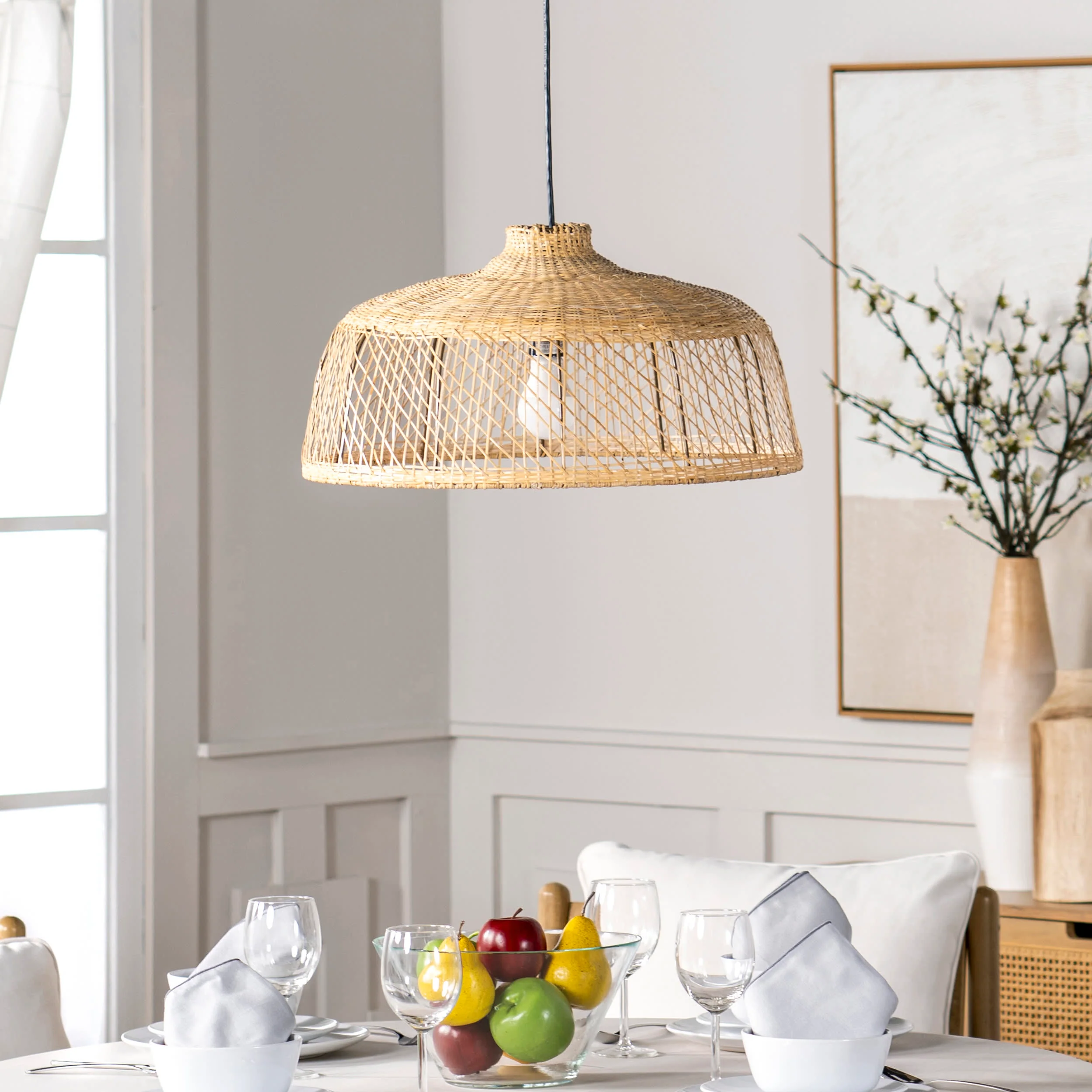 10-inch Rattan Iron Campana Pendant Lamp | Black - Image 4