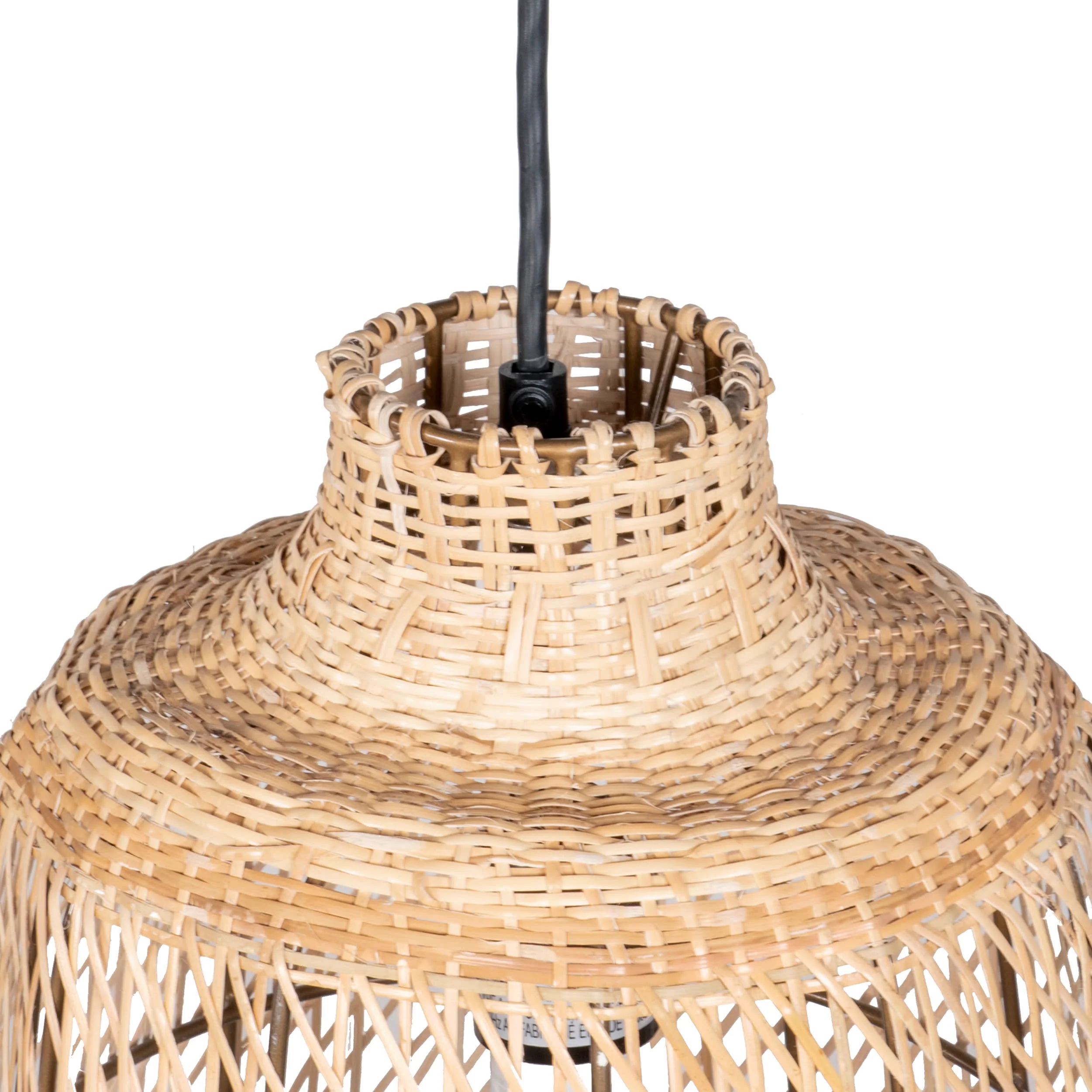 15-inch Rattan Iron Bell Pendant Lamp | Black - Image 5