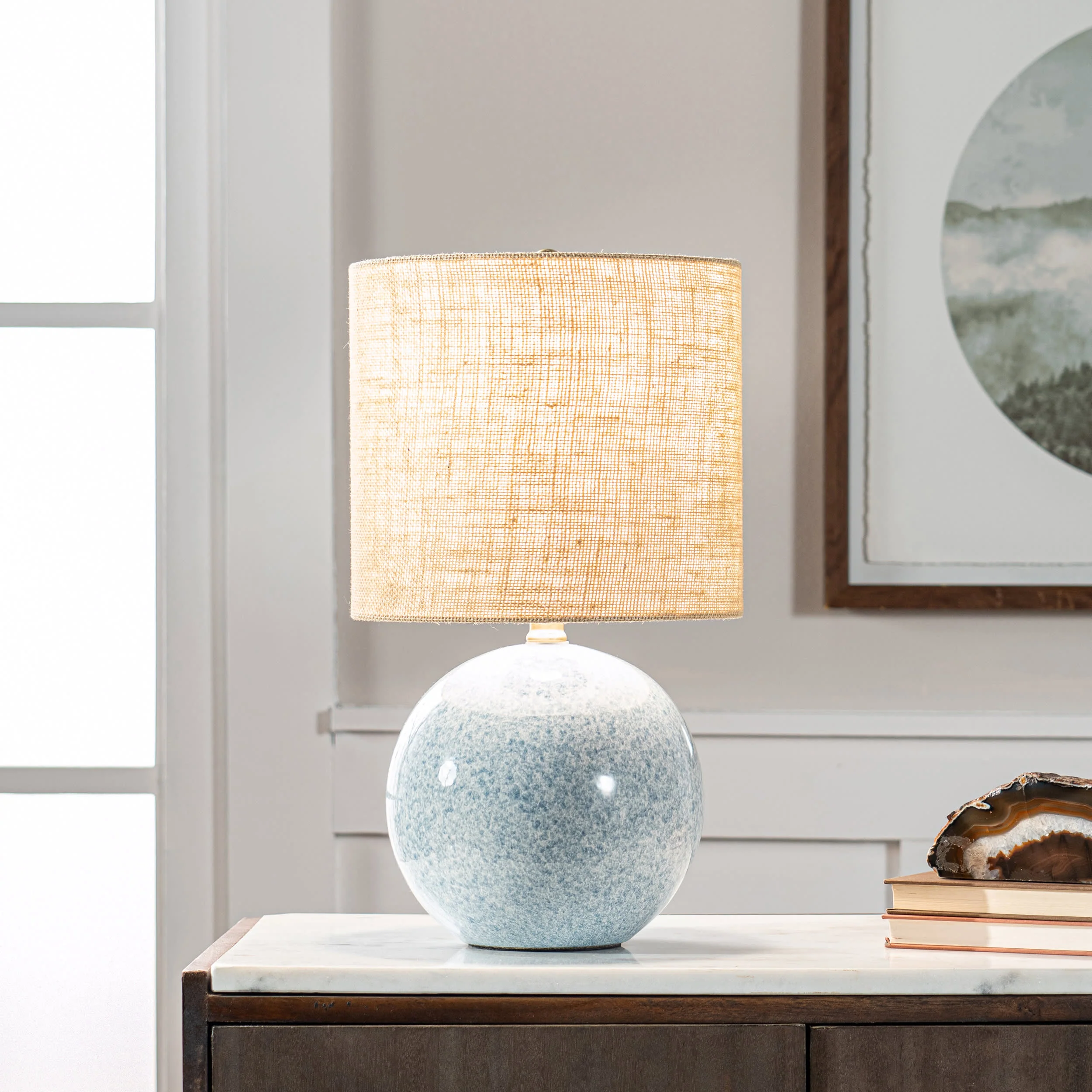 18-inch Ceramic Seaside Dotted Table Lamp | Light Blue - Image 2