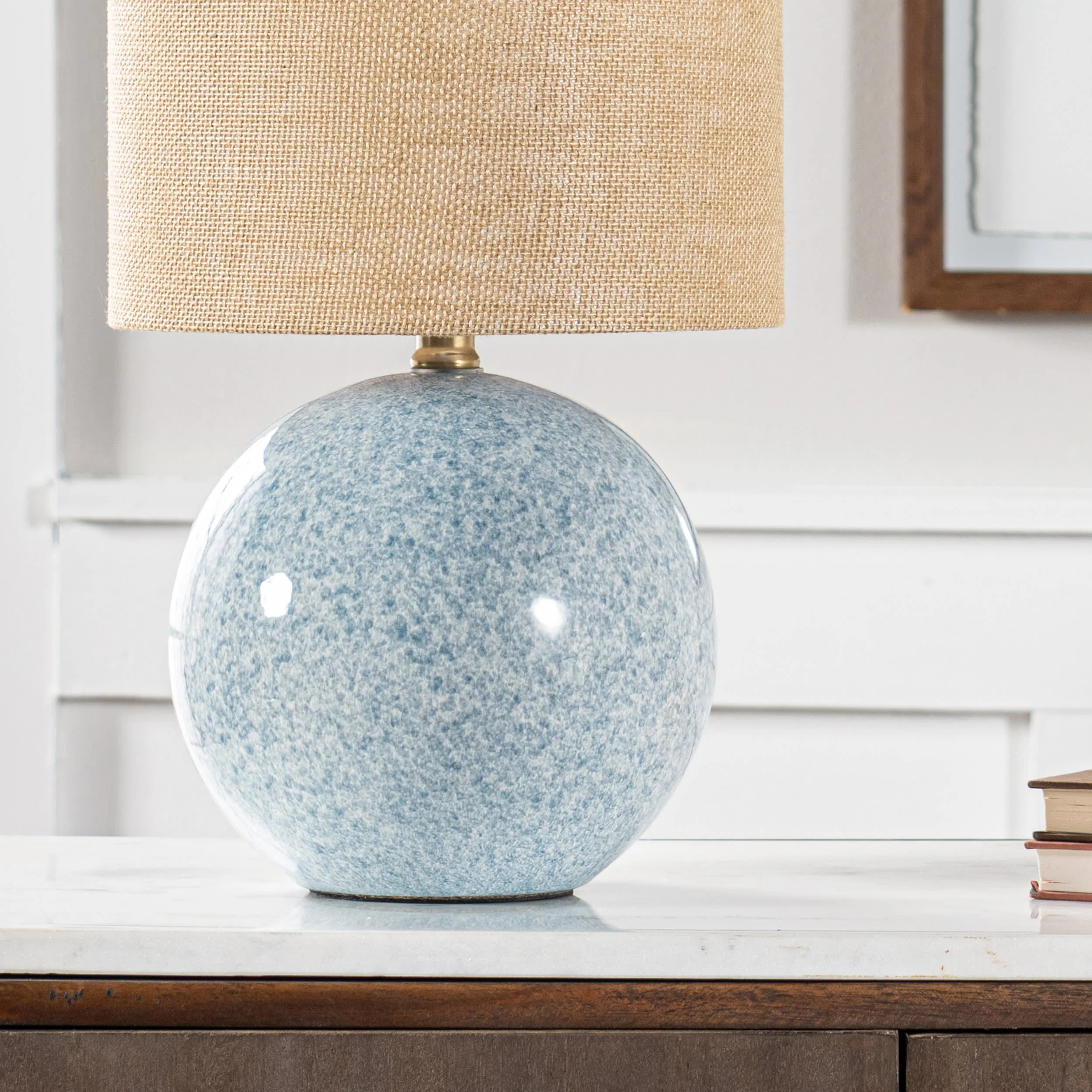 18-inch Ceramic Seaside Dotted Table Lamp | Light Blue - Image 4