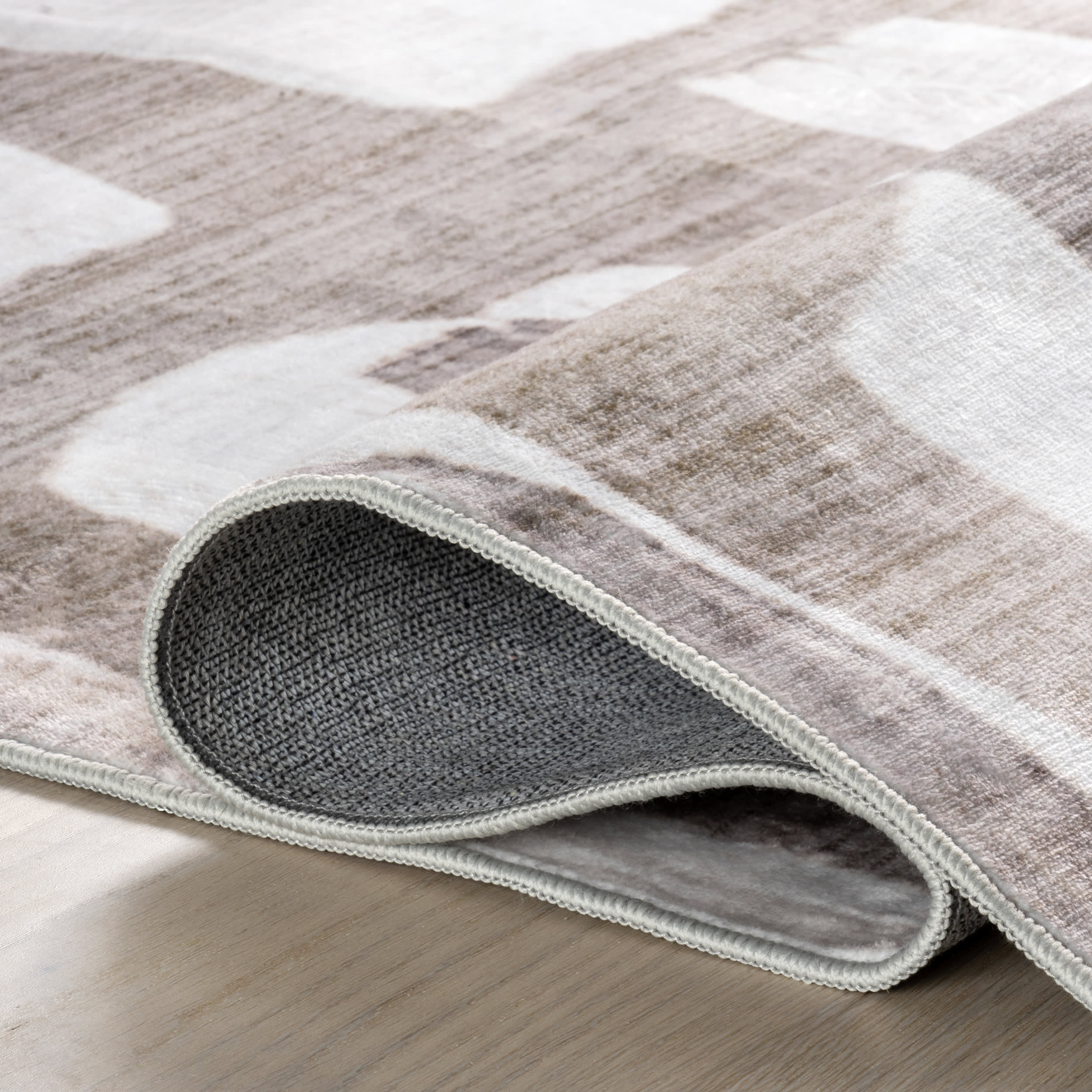 Lyra Abstract Washable Rug | Taupe - Image 9