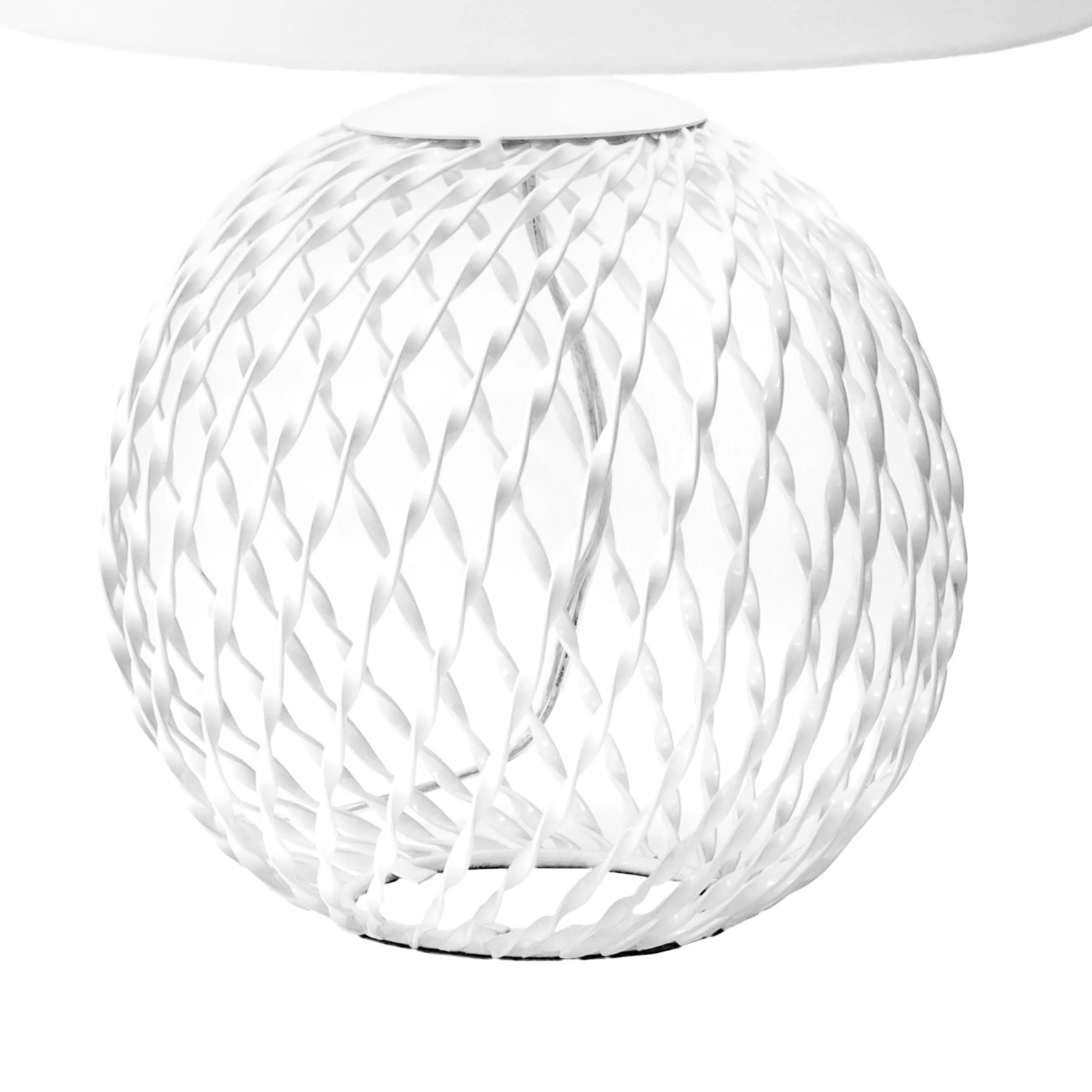 20-inch Iron Wire Mesh Globe Table Lamp | White - Image 3
