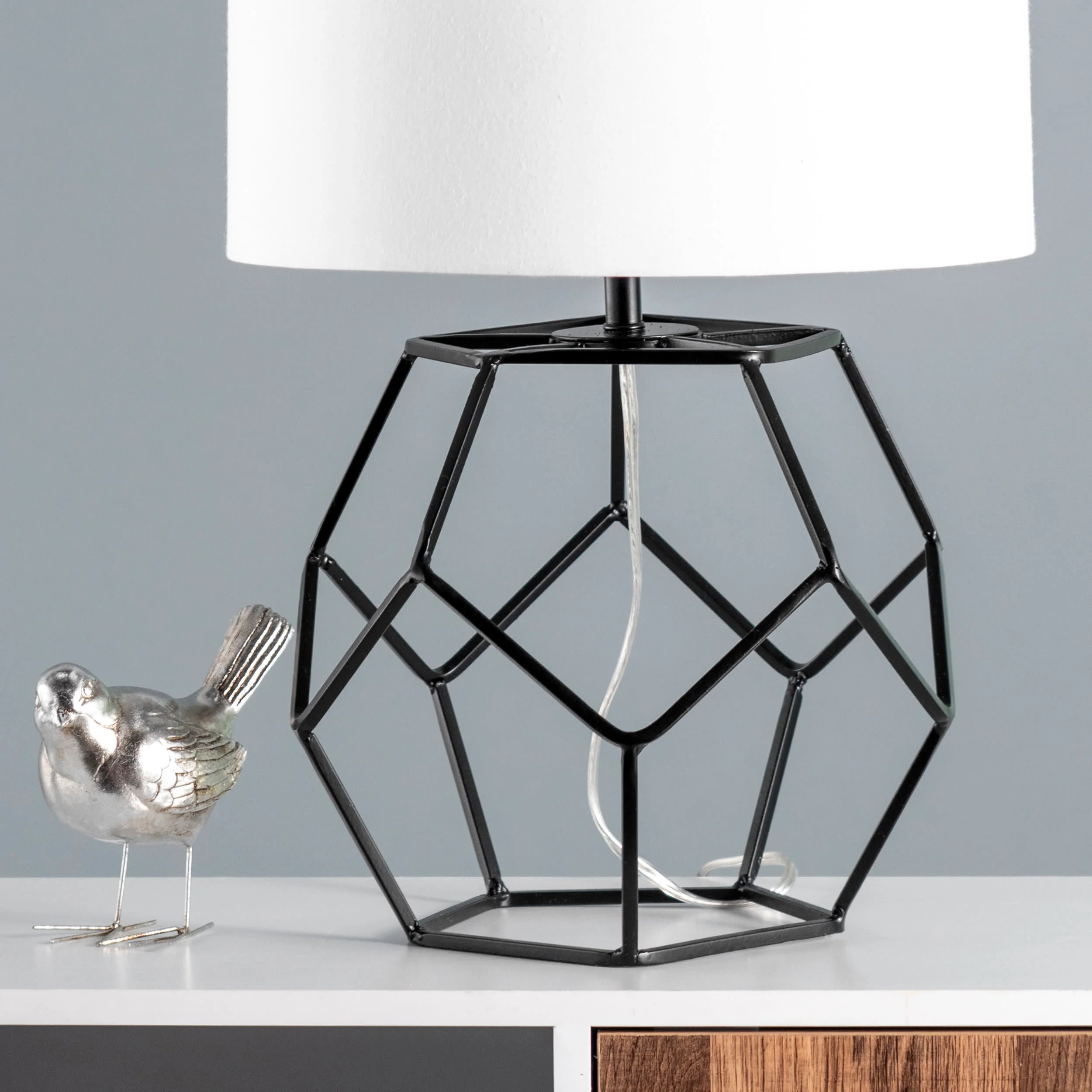 21-inch Iron Wire Framed Globe Table Lamp | Black - Image 4