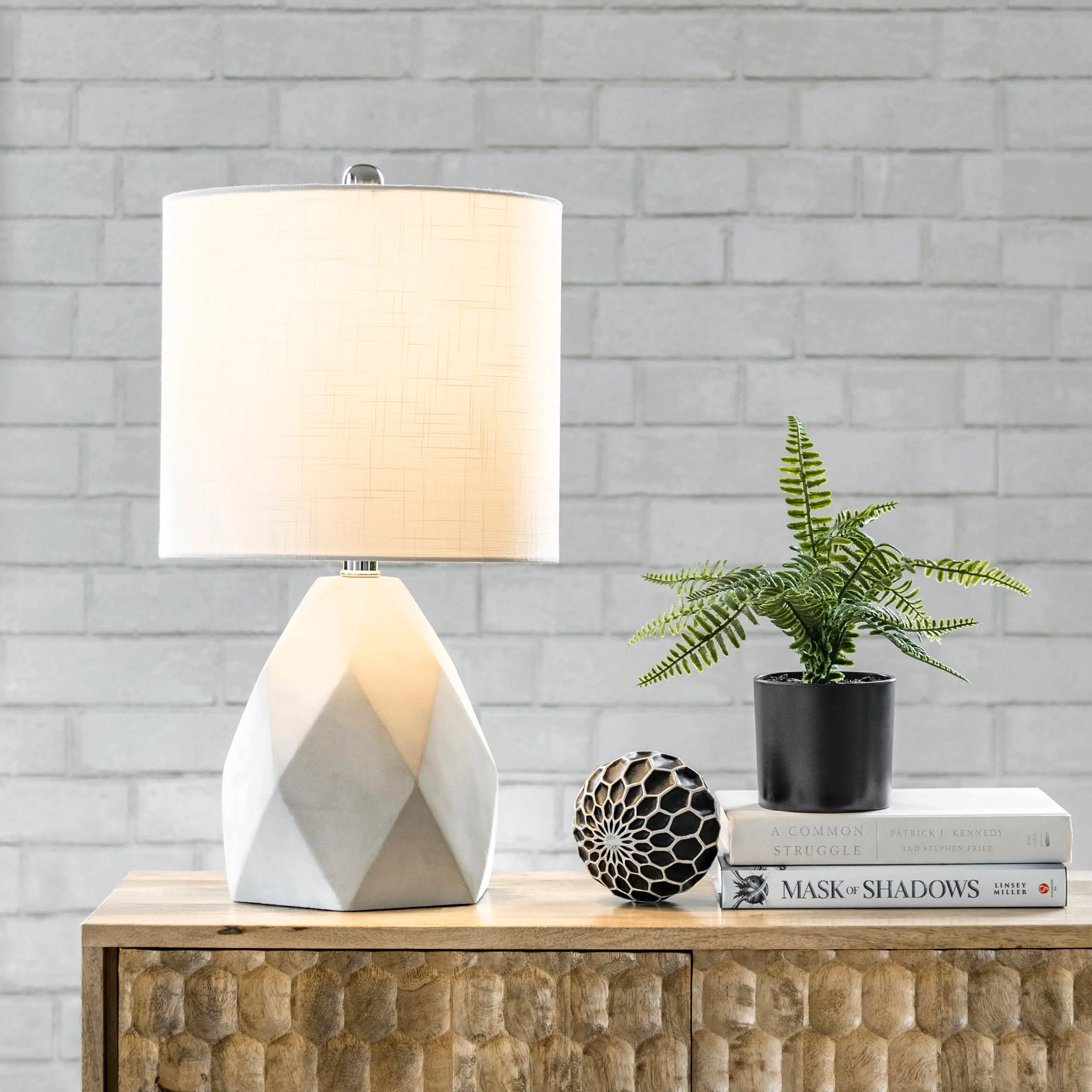 21-inch Polished Cement Dome Table Lamp | Light Grey - Image 2
