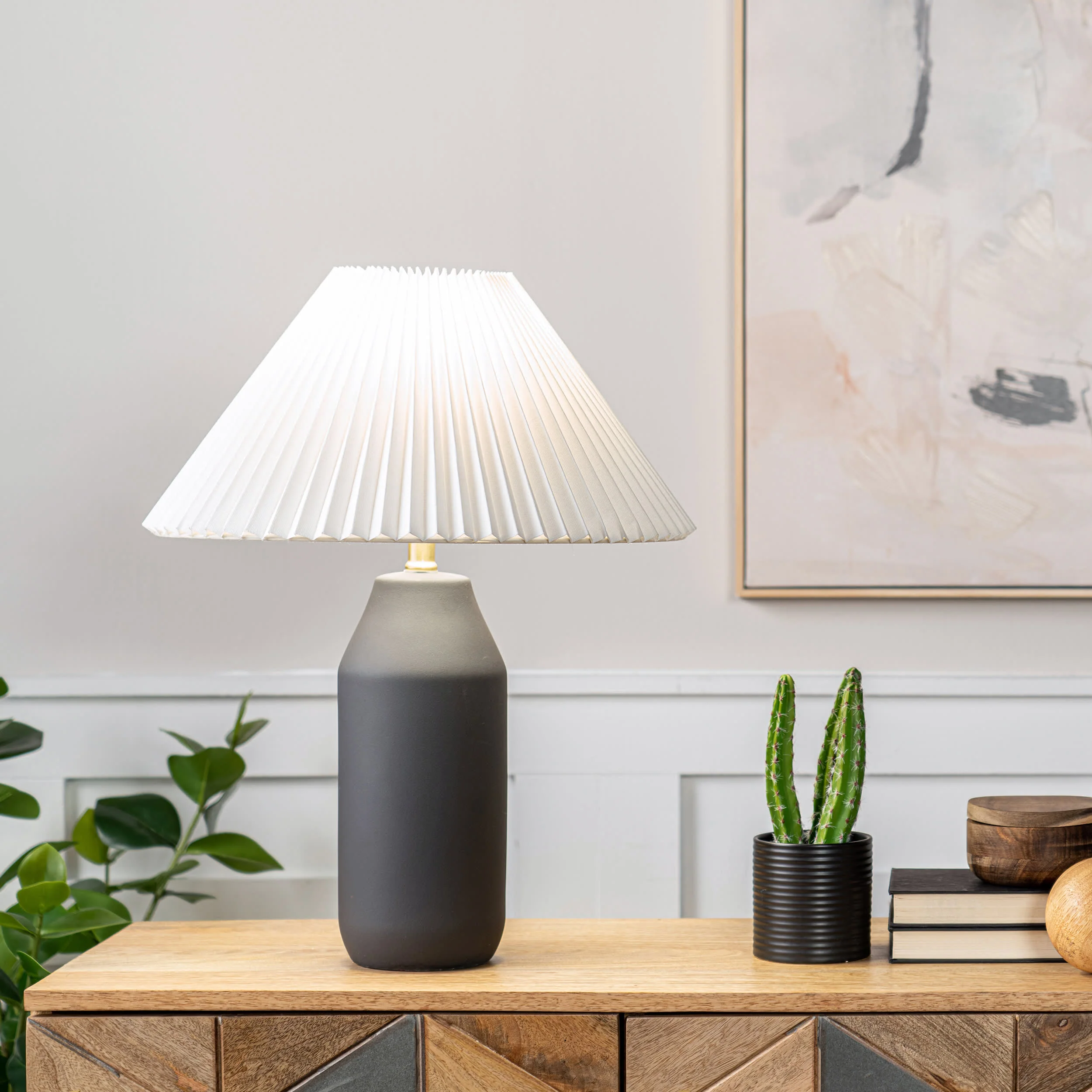 22-inch Ceramic Sculptural Table Lamp | Black - Image 2