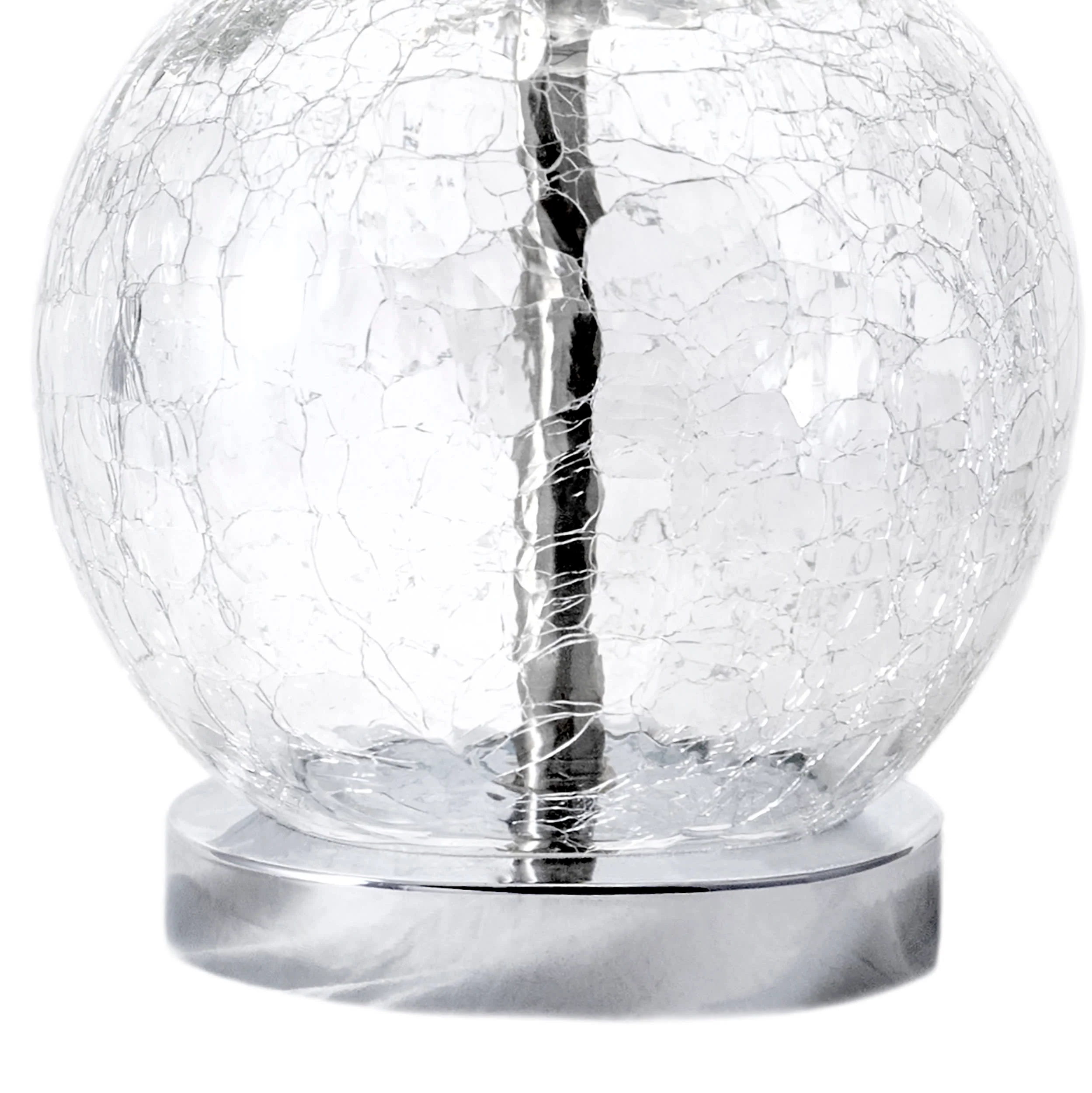 22-inch Crinkled Glass Sphere Table Lamp | Silver - Image 3
