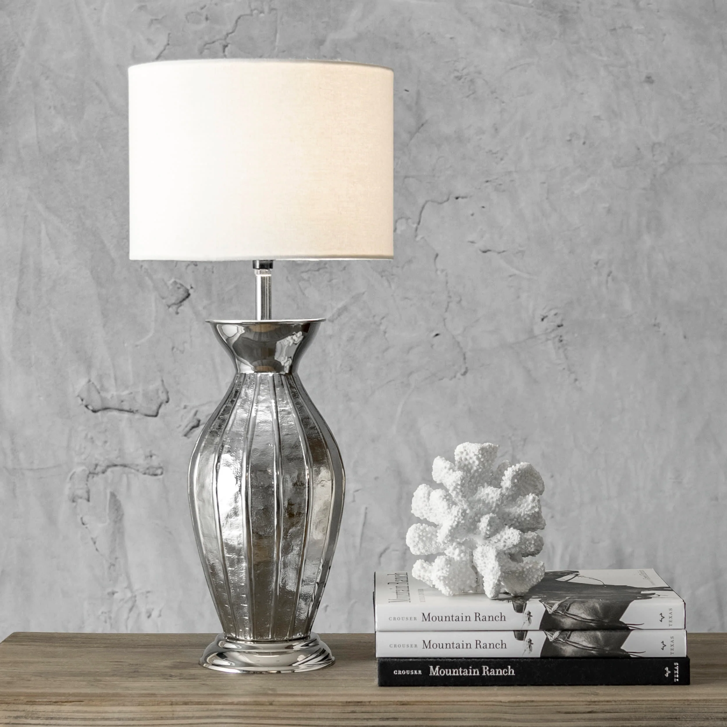 22-inch Fluted Iron Vase Table Lamp | Nickel - Image 2