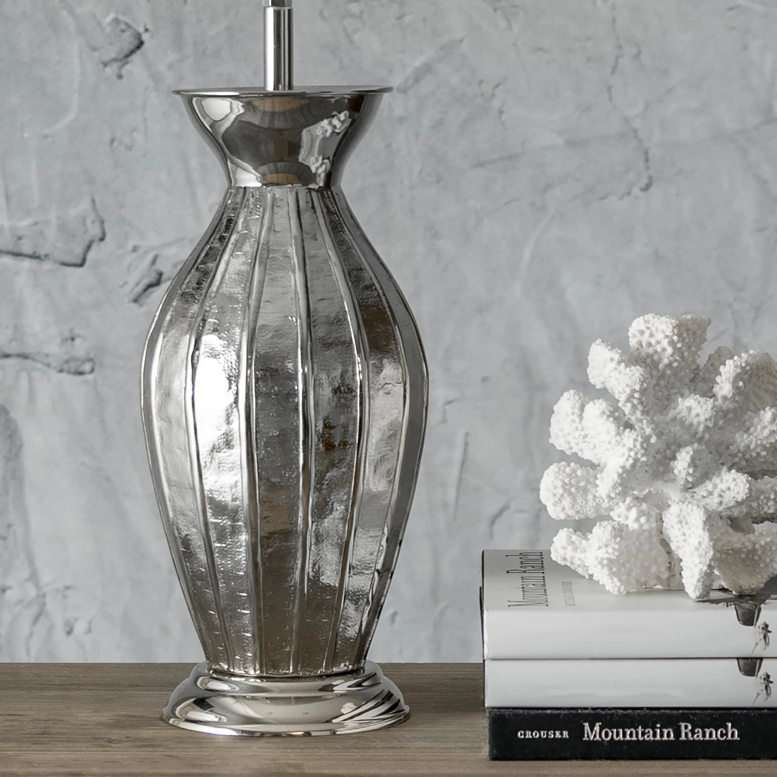 22-inch Fluted Iron Vase Table Lamp | Nickel - Image 4