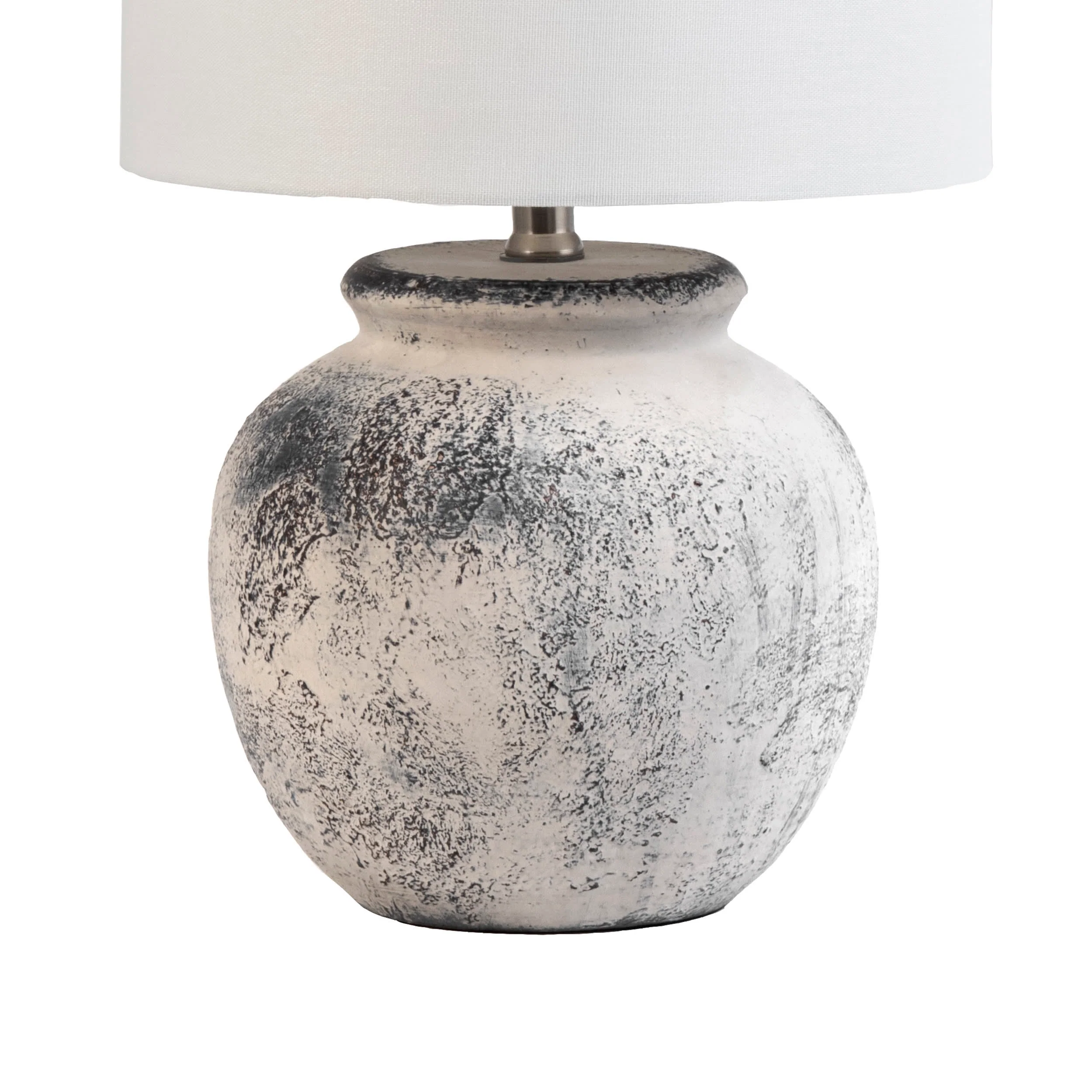 22-inch Textured Ceramic Timeworn Urn Table Lamp | Grey - Image 3