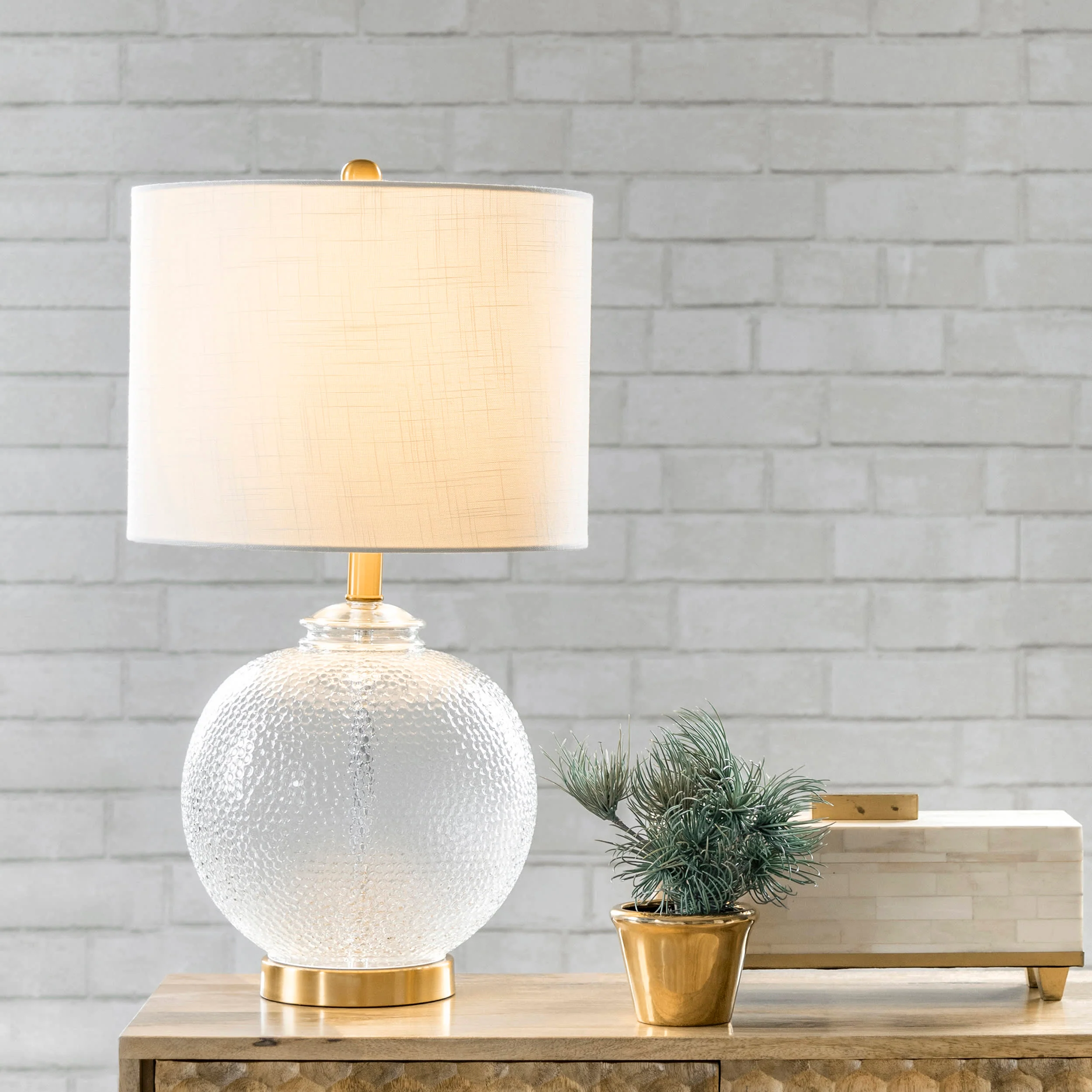23-inch Glass Oriental Vase Table Lamp | Brass - Image 2