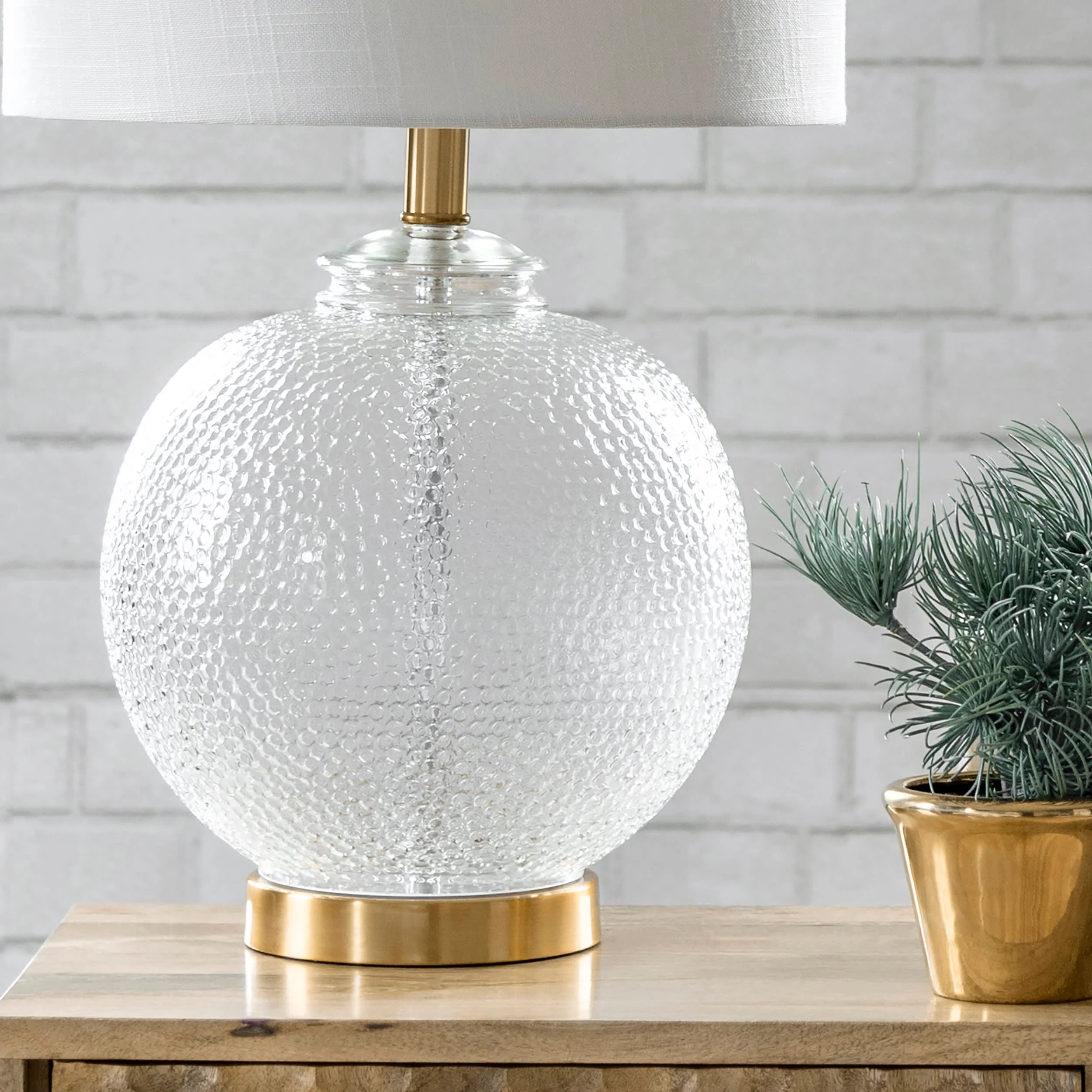 23-inch Glass Oriental Vase Table Lamp | Brass - Image 4