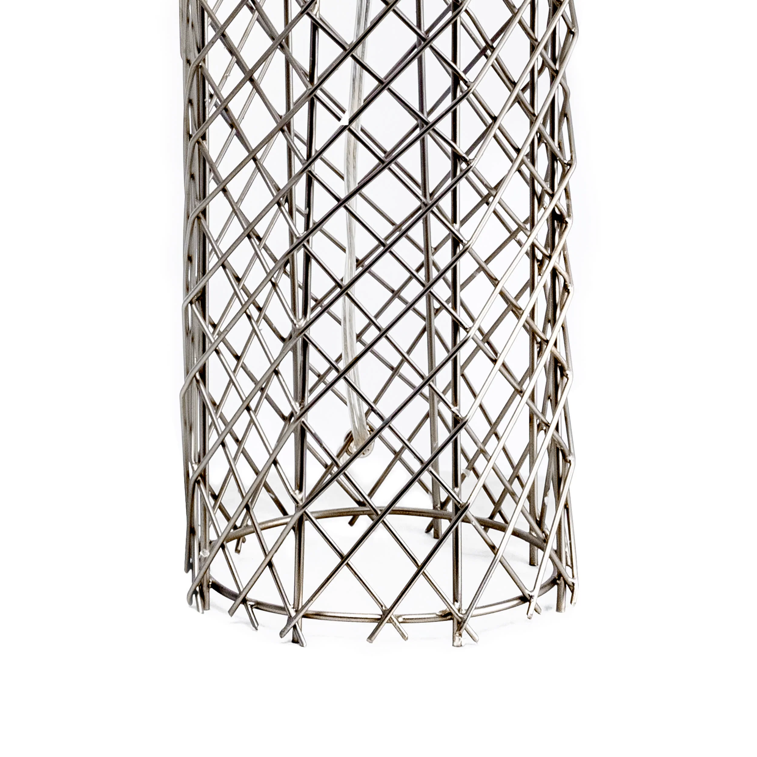 23-inch Metal Wire Mesh Basket Table Lamp | Silver - Image 3