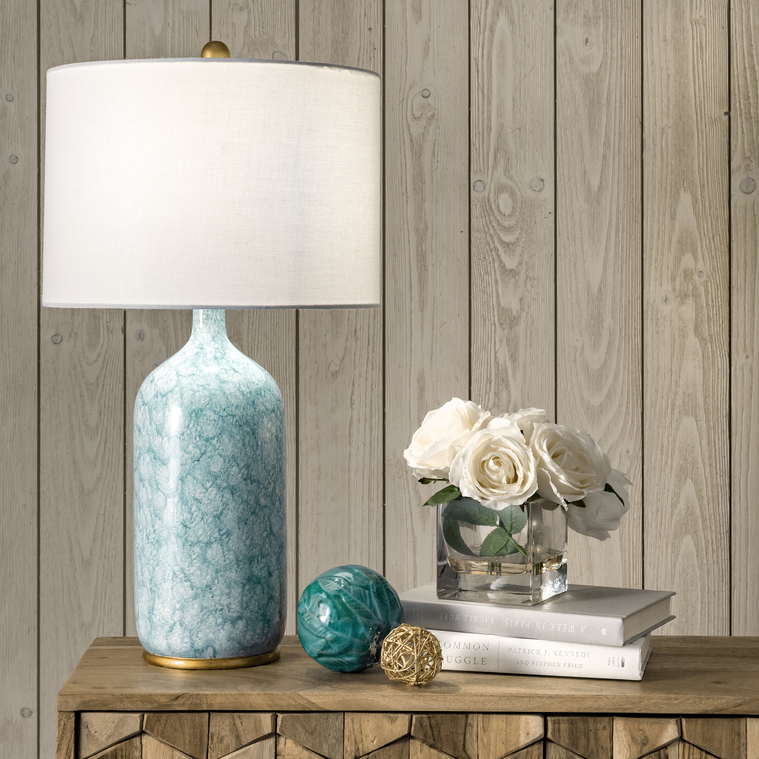 24-inch Glazed Polyresin Vase Table Lamp | Blue - Image 2