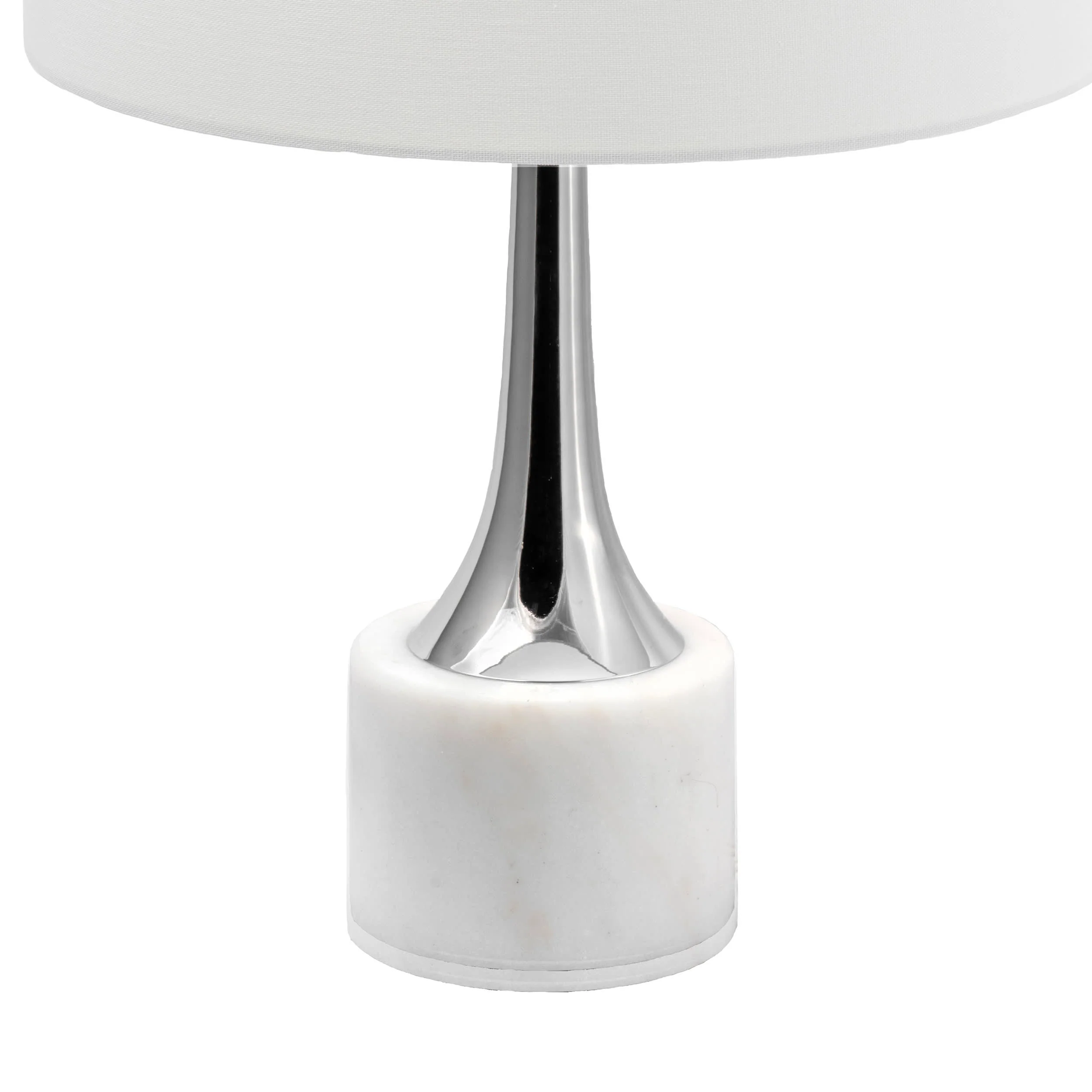 24-inch Polished Metal Spire Table Lamp | White - Image 3