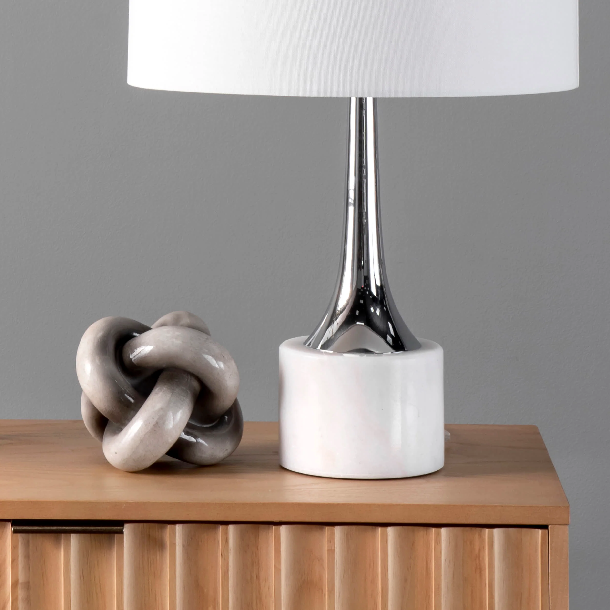 24-inch Polished Metal Spire Table Lamp | White - Image 4