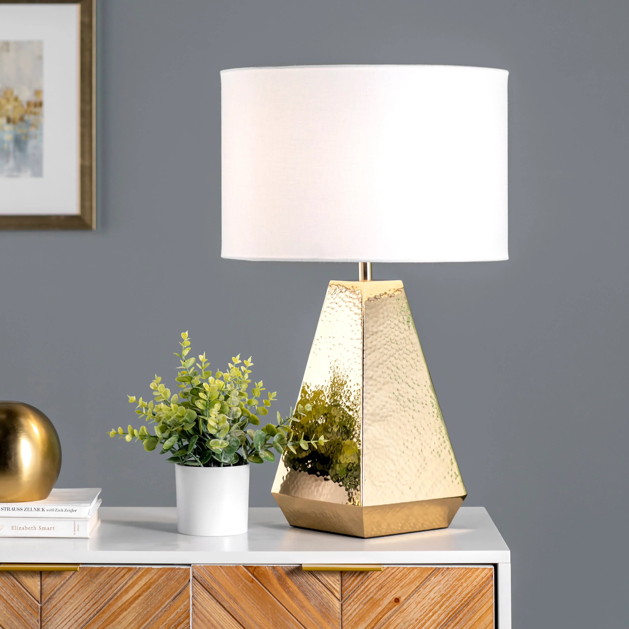 24-inch Recessed Iron Prism Table Lamp | Brass - Image 2
