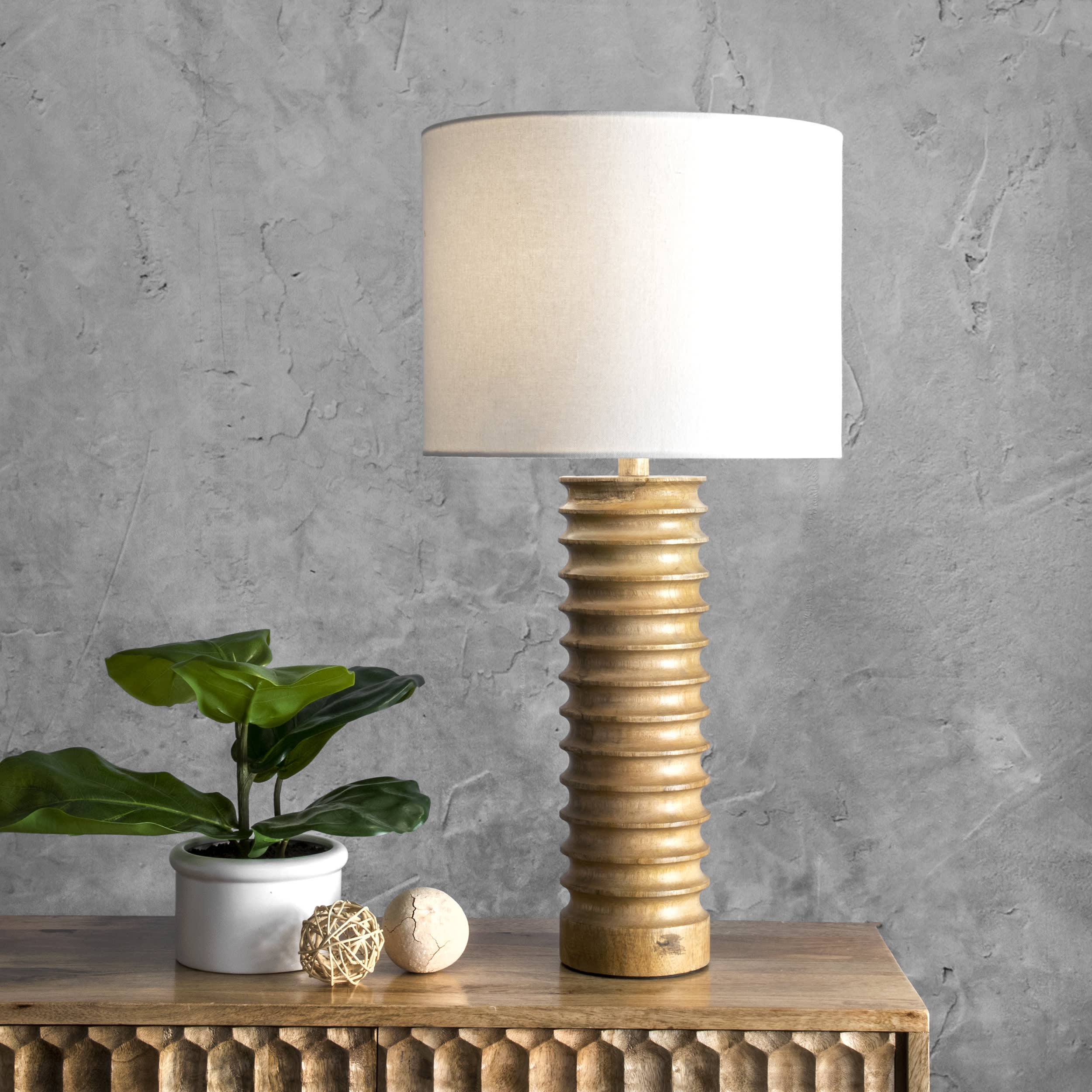25-inch Andromeda Wood Spiral Table Lamp | Natural - Image 2