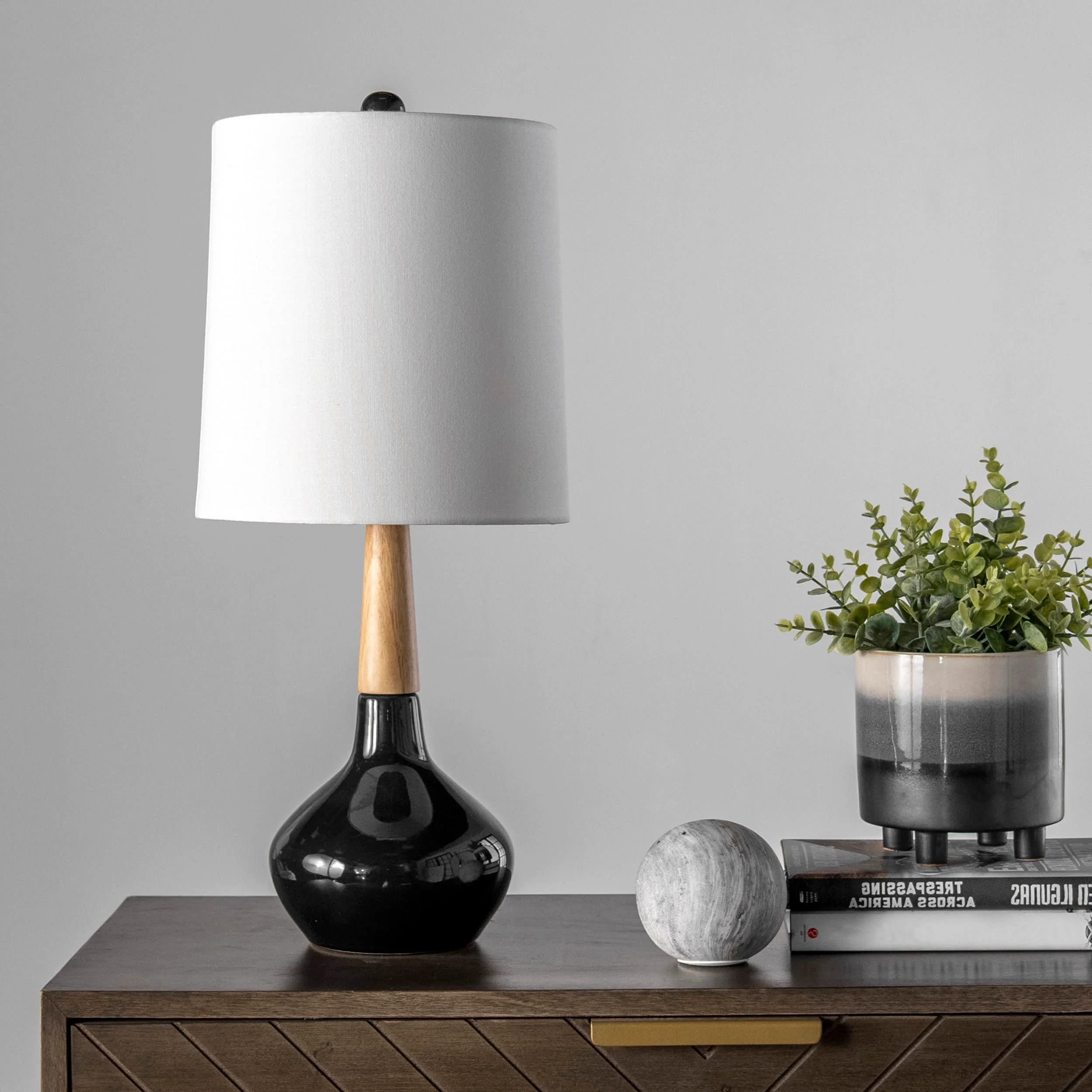 25-inch Kayla Ogee Ceramic Vase Table Lamp | Black - Image 6