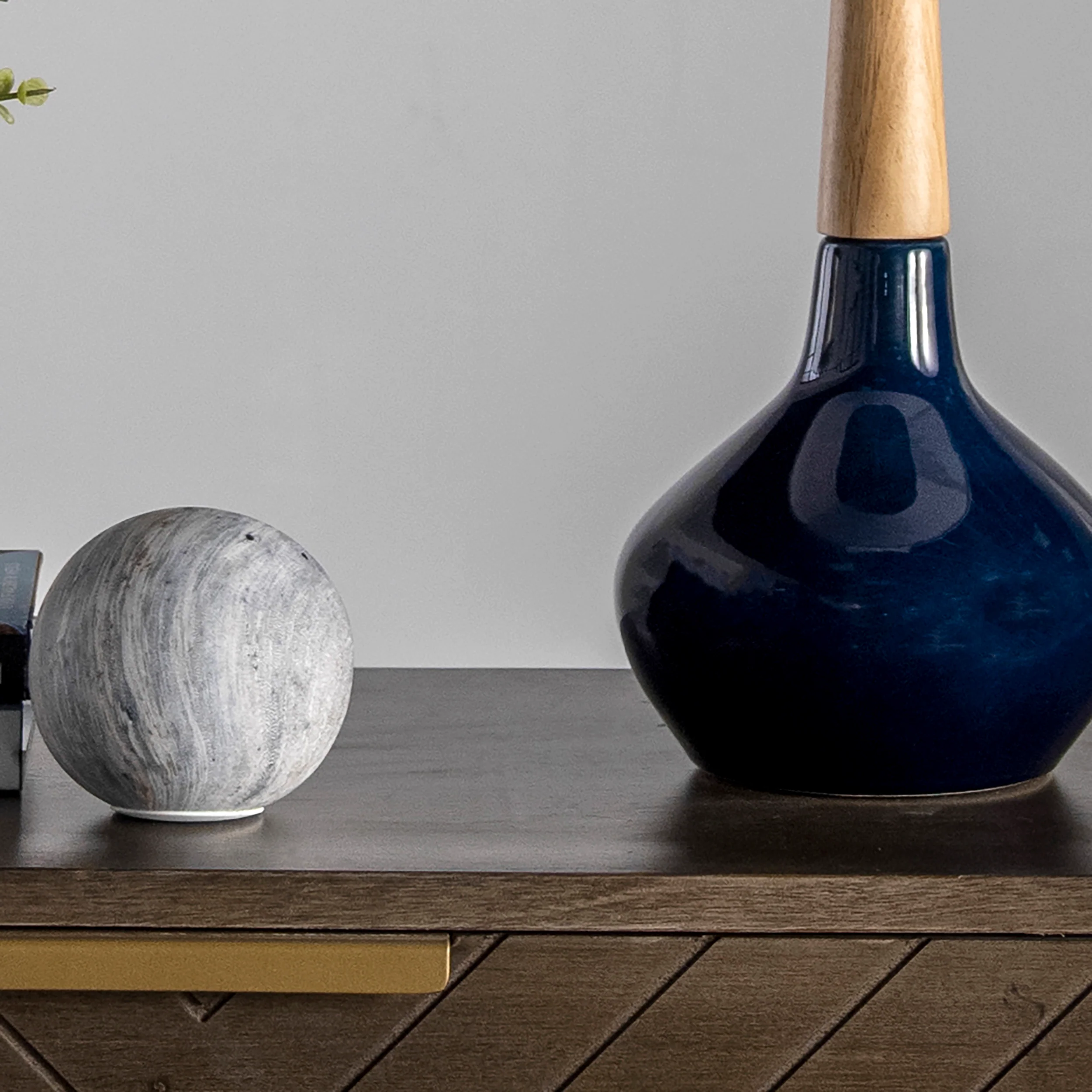 25-inch Kayla Ogee Ceramic Vase Table Lamp | Navy - Image 4
