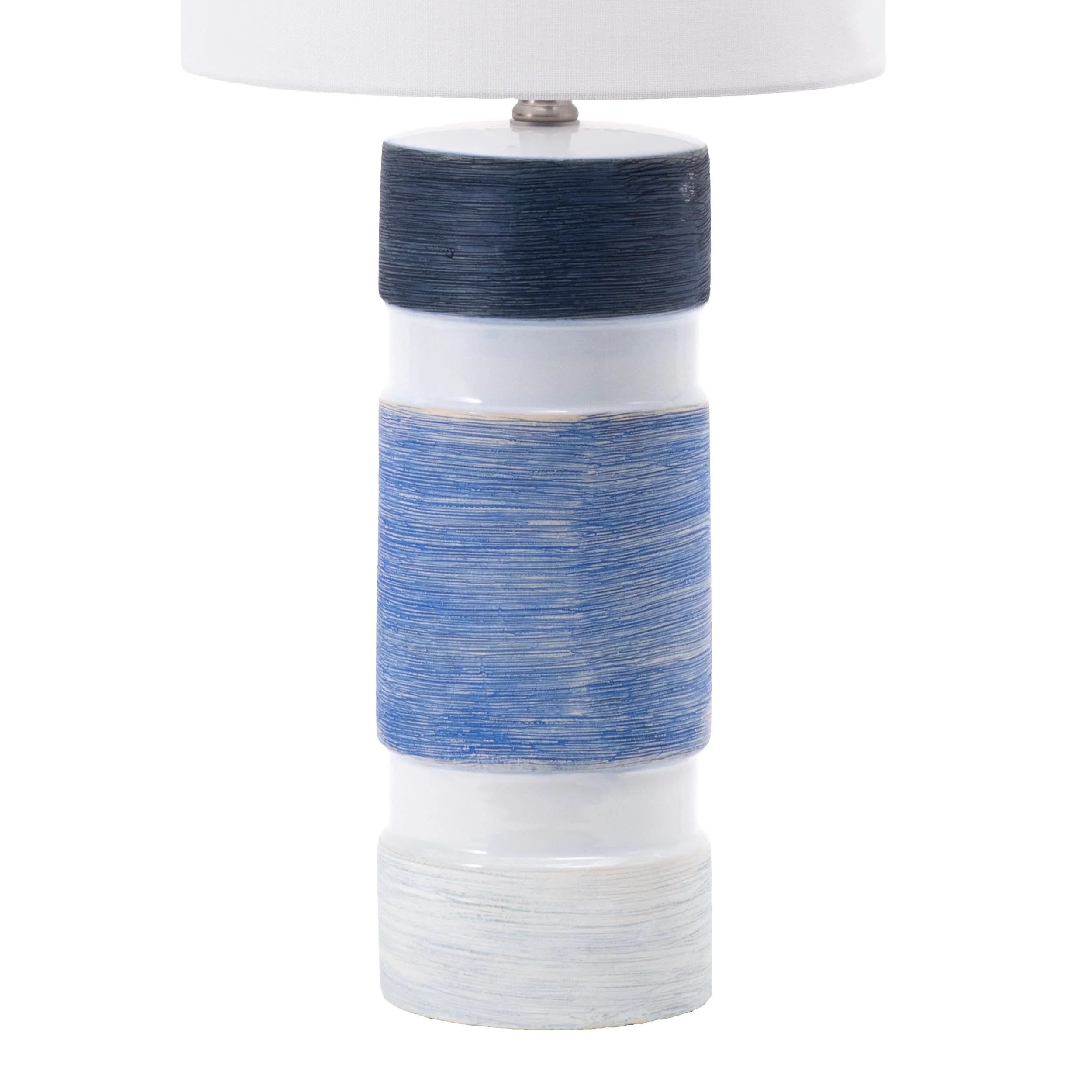 25-inch Ombre Banded Ceramic Table Lamp | Blue - Image 3