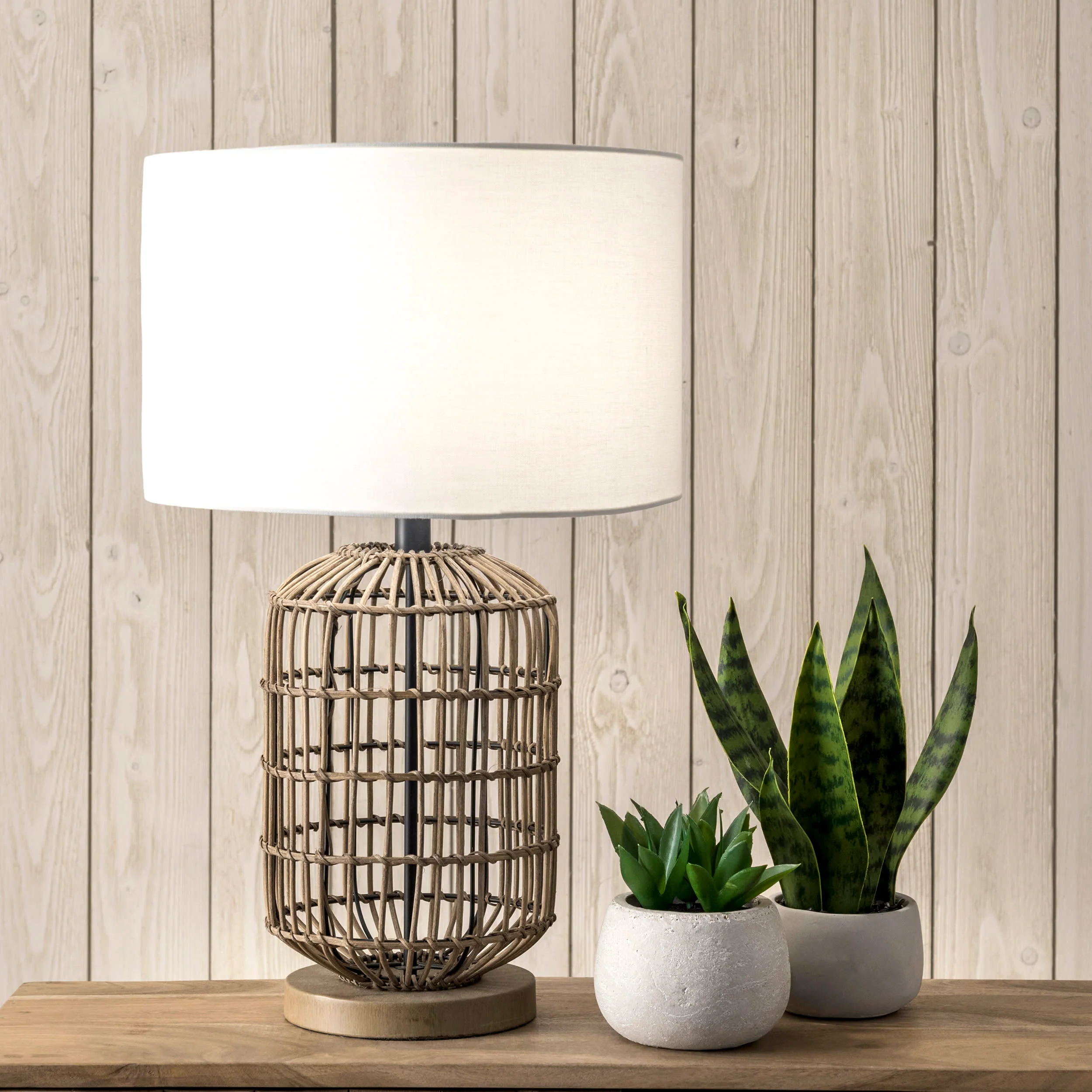 25-inch Rattan Bird Cage Table Lamp | Brass - Image 2