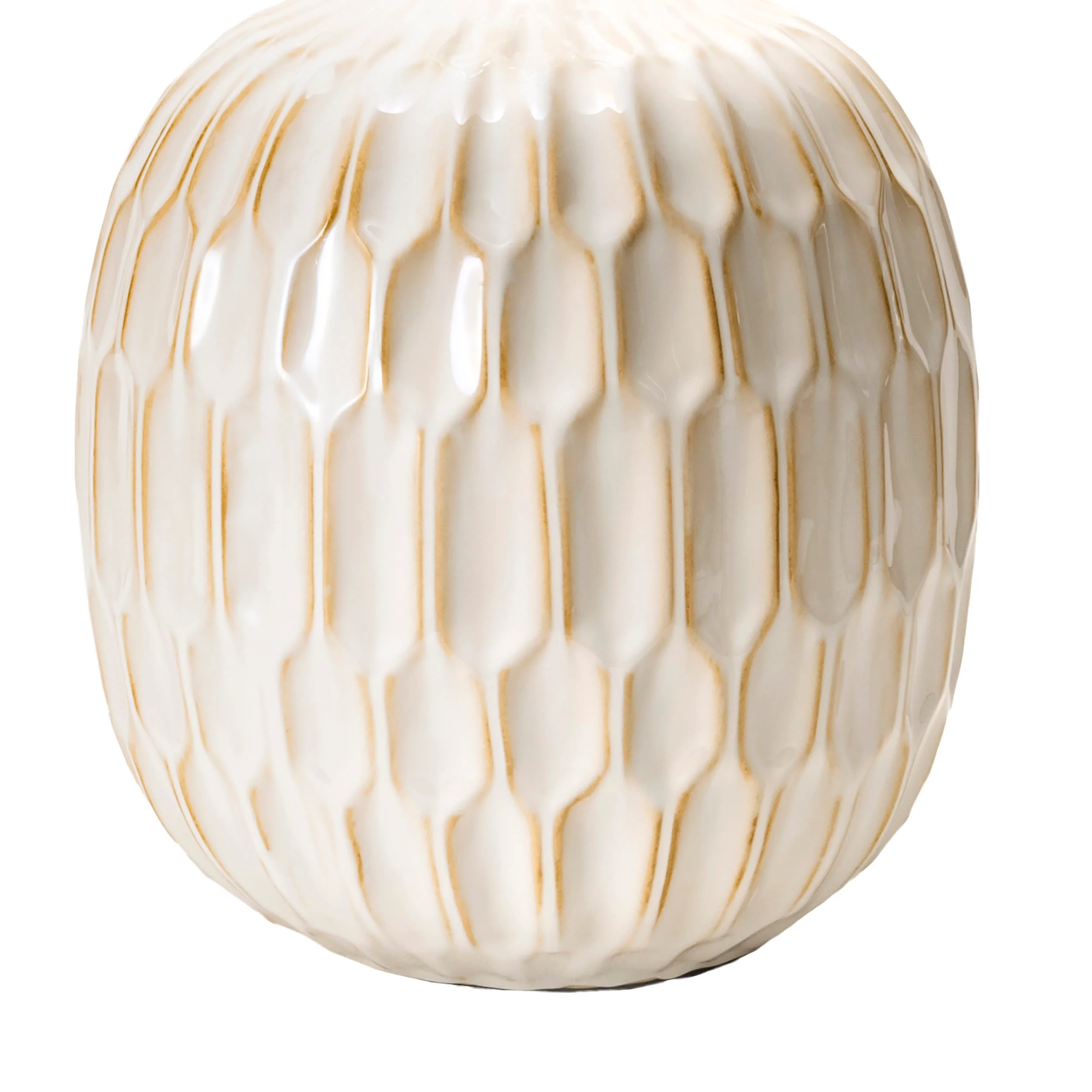 25-inch Ridged Ceramic Honeycomb Vase Table Lamp | Cream - Image 3