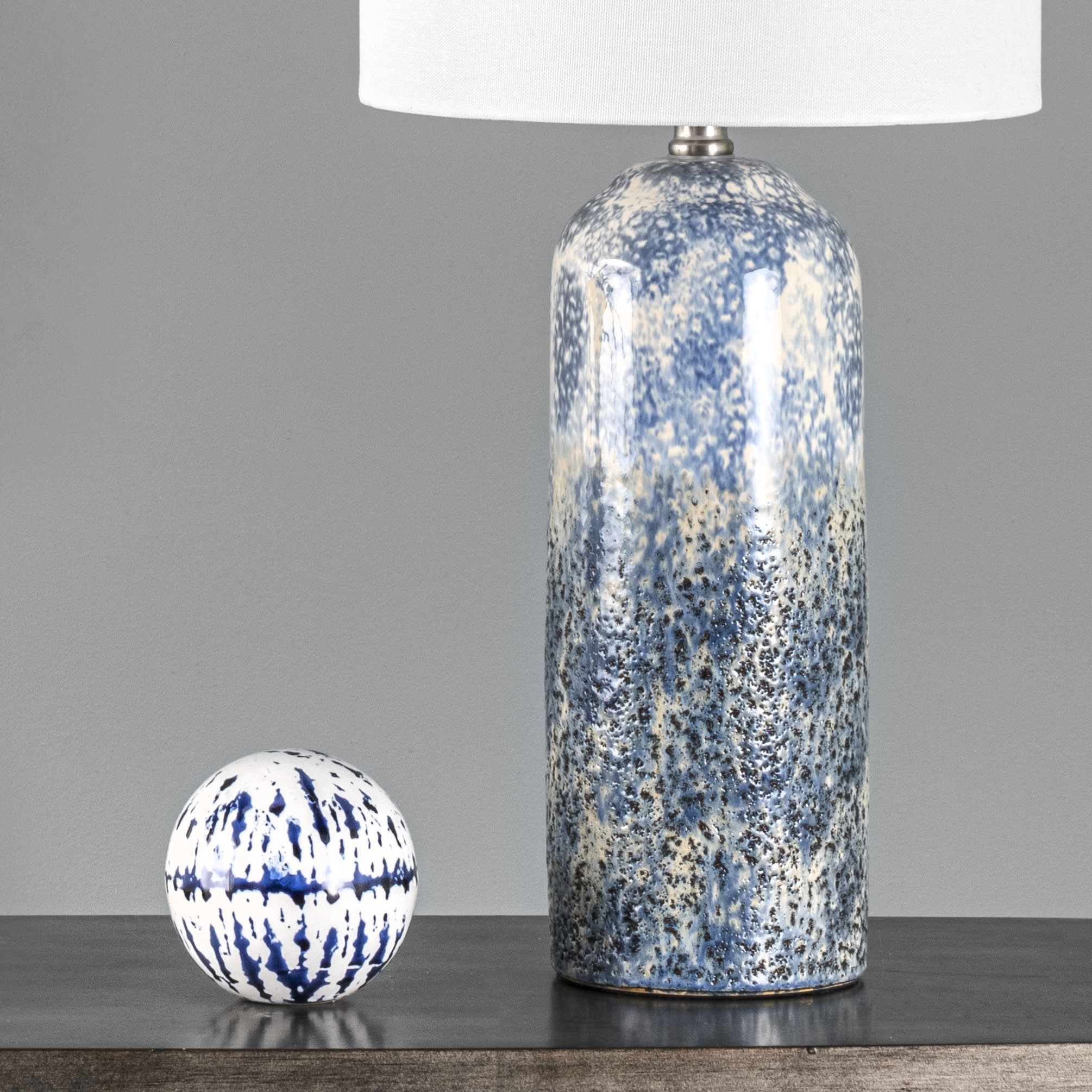25-inch Shaded Mottled Ceramic Table Lamp | Blue - Image 3