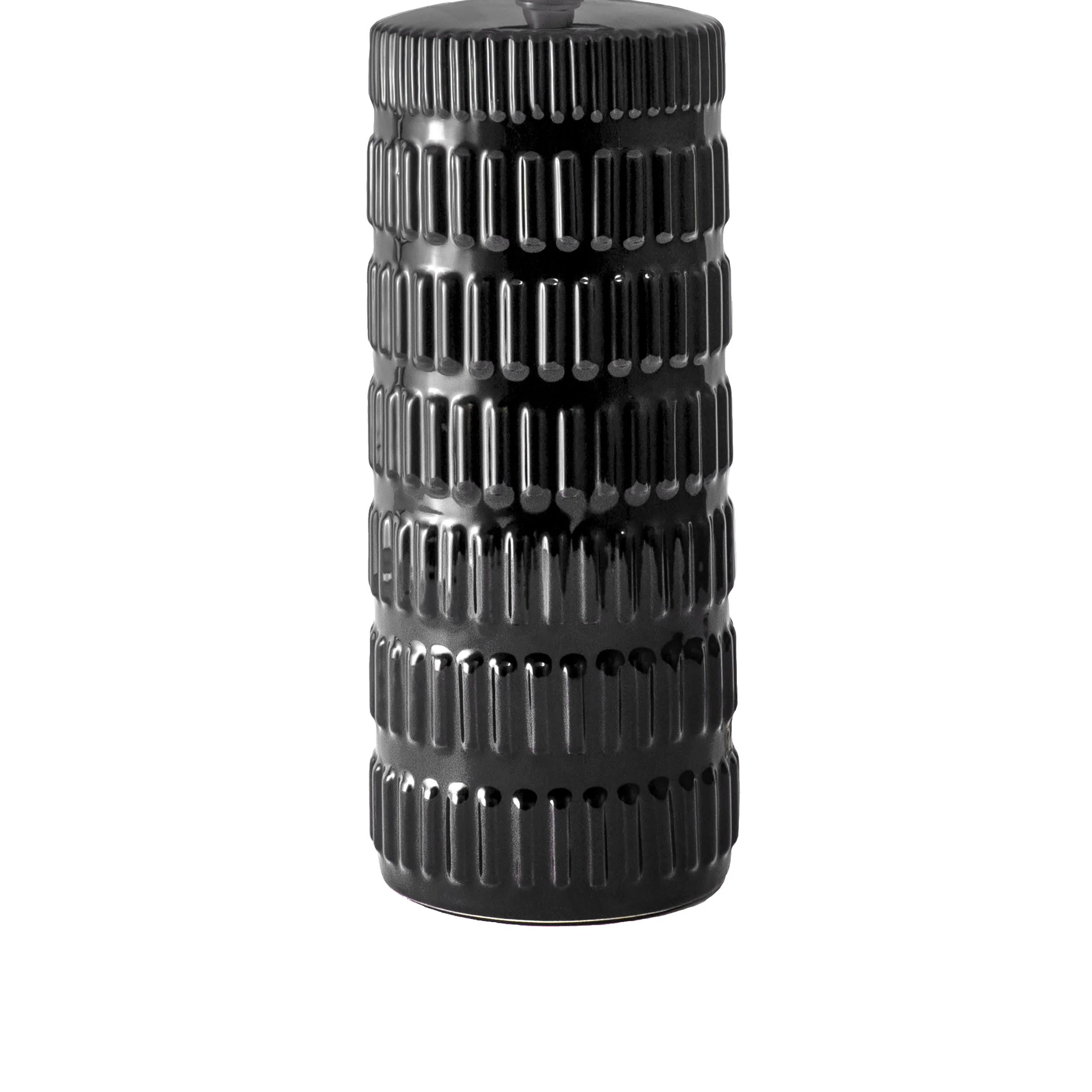 25-inch Tangela Ridged Ceramic Table Lamp | Black - Image 3