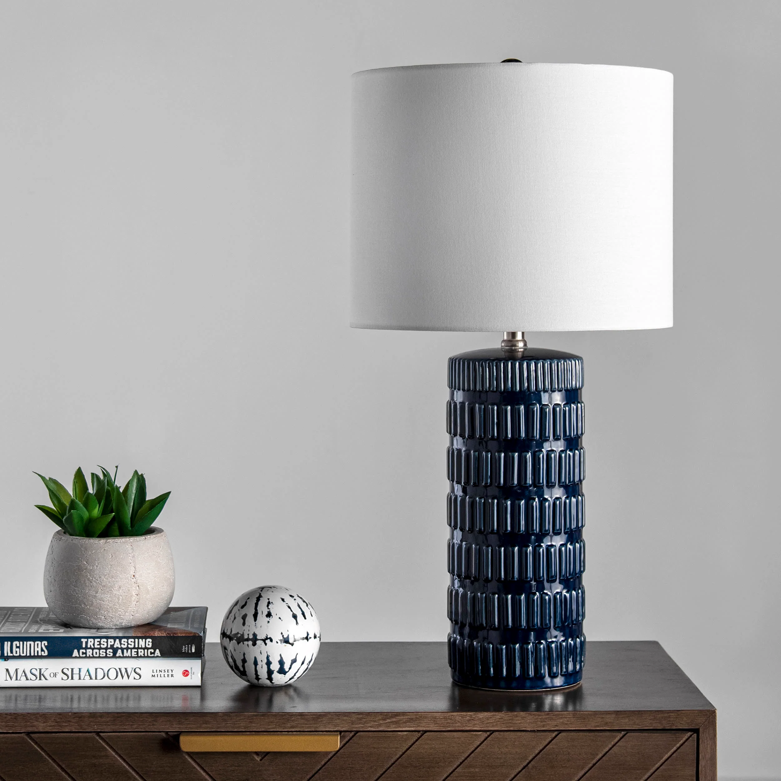 25-inch Tangela Ridged Ceramic Table Lamp | Blue - Image 6