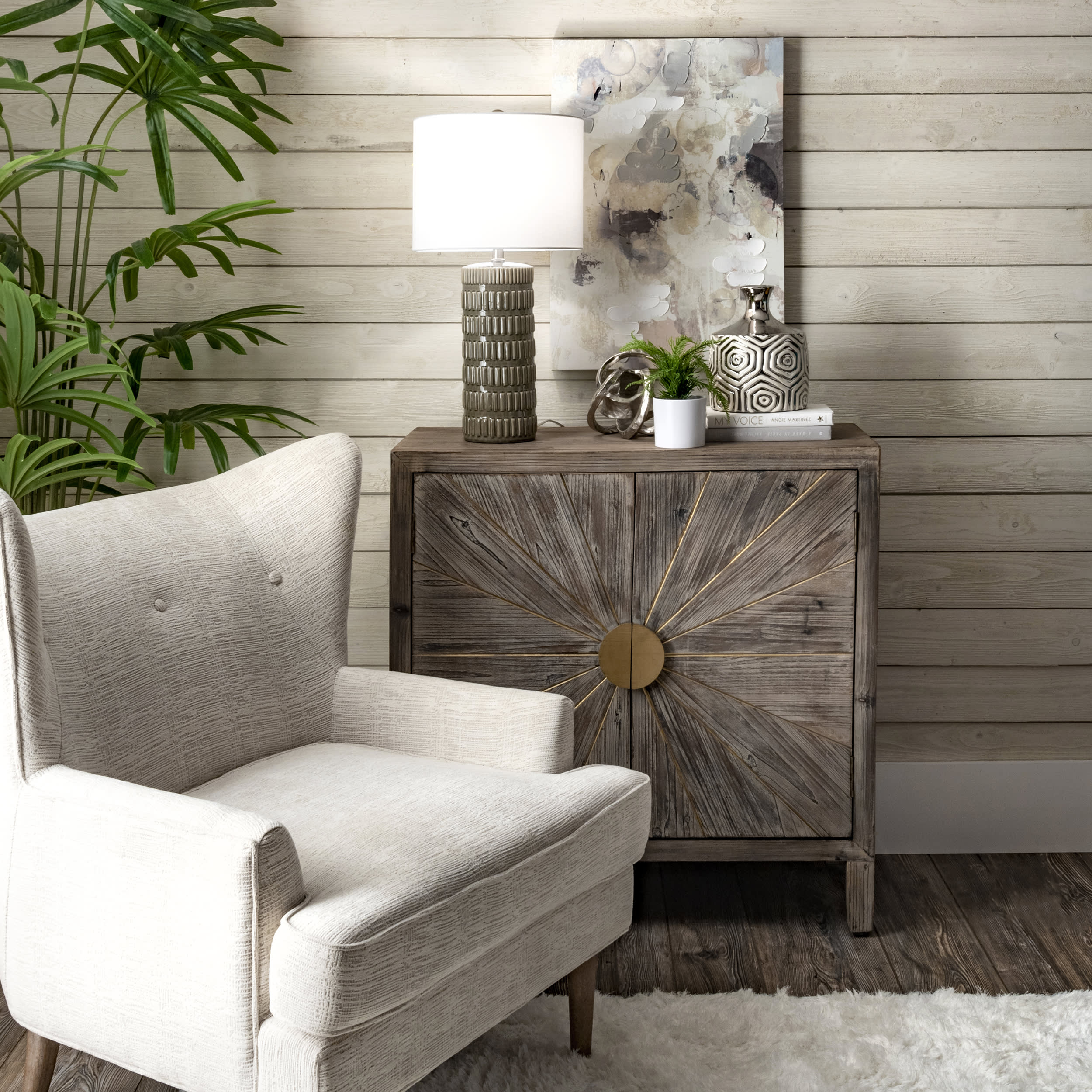 25-inch Tangela Ridged Ceramic Table Lamp | Grey - Image 6