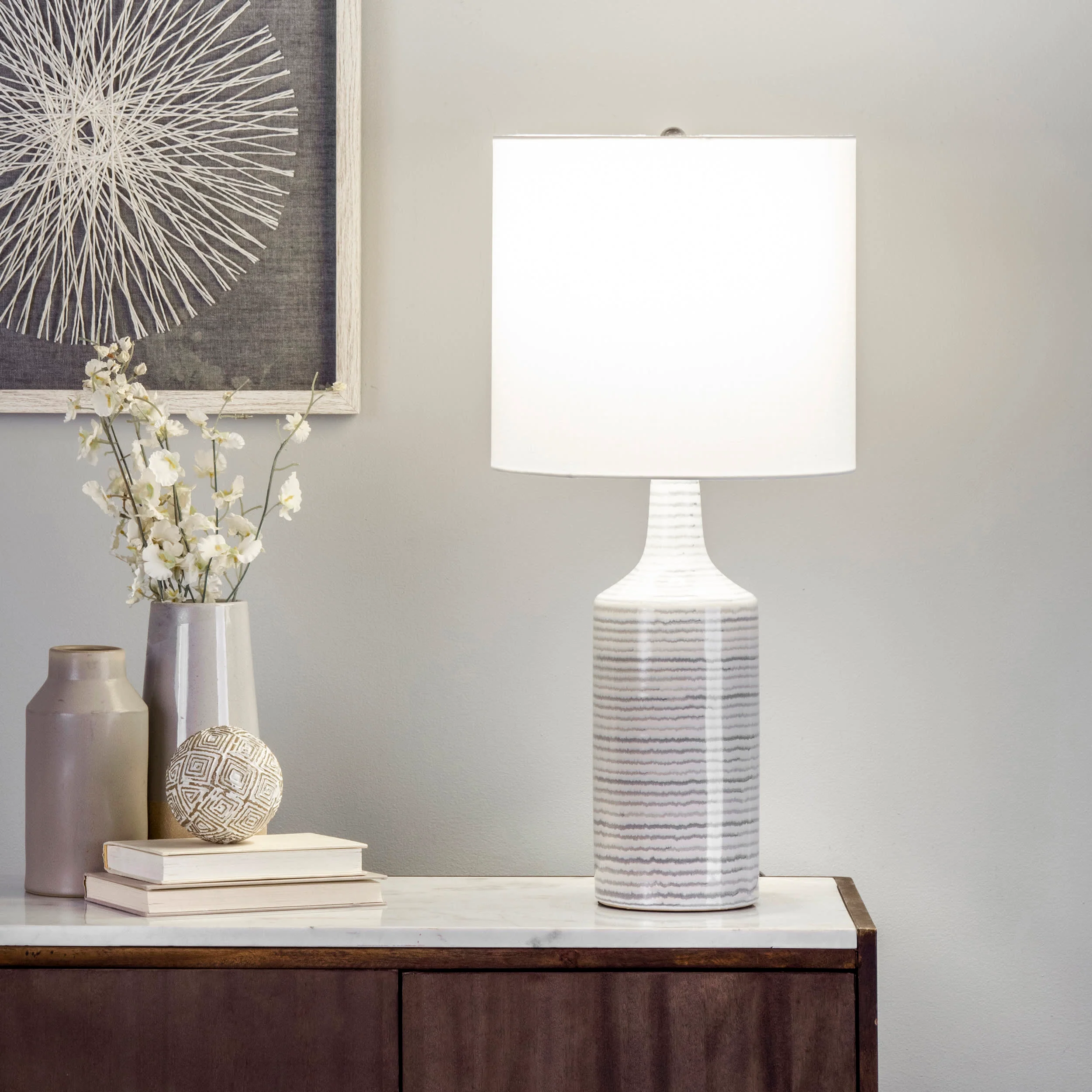25-inch Theresa Ceramic Table Lamp | Grey - Image 2