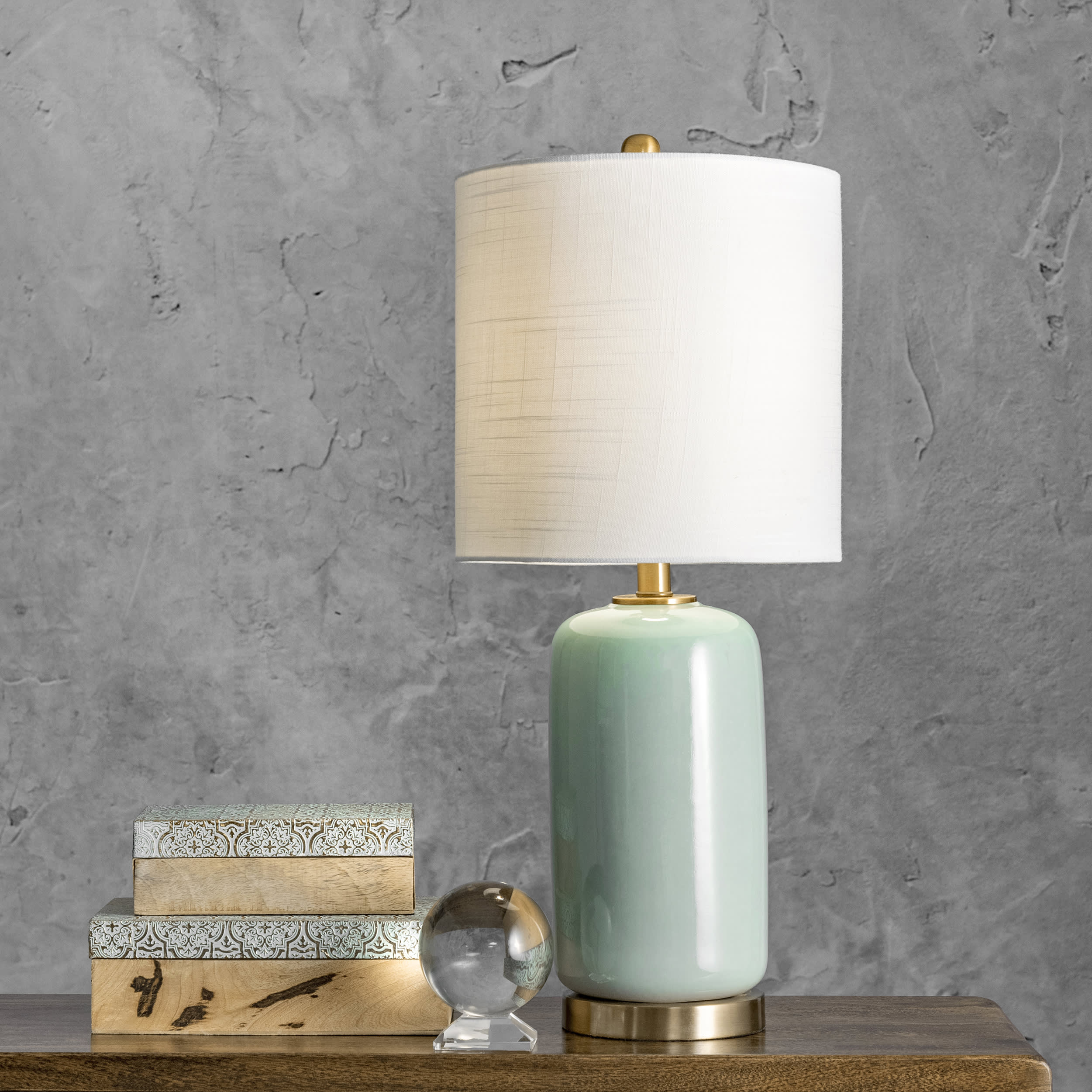 26-inch Glazed Ceramic Vase Table Lamp | Green - Image 2