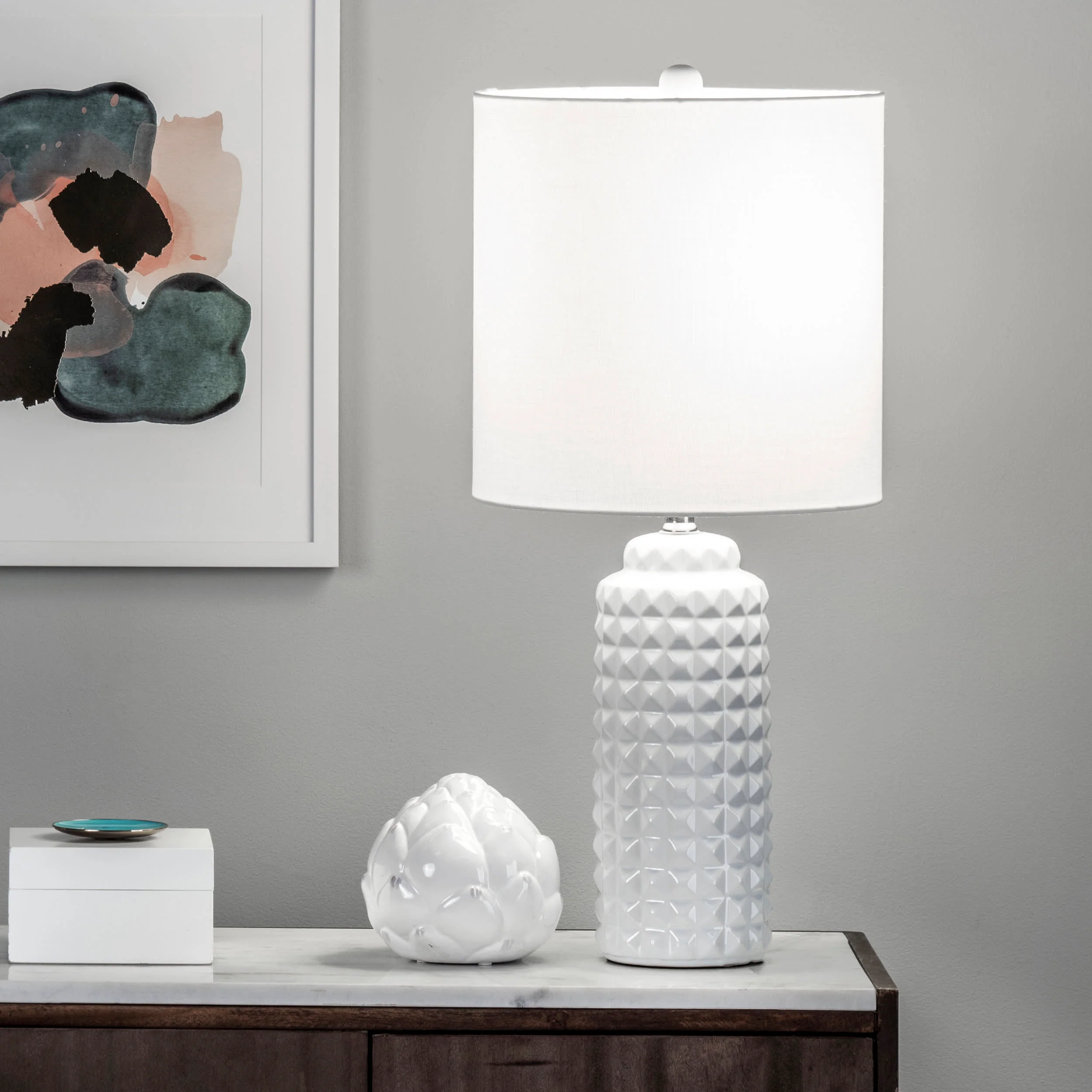 26-Inch Lydia Ceramic Table Lamp | White - Image 2