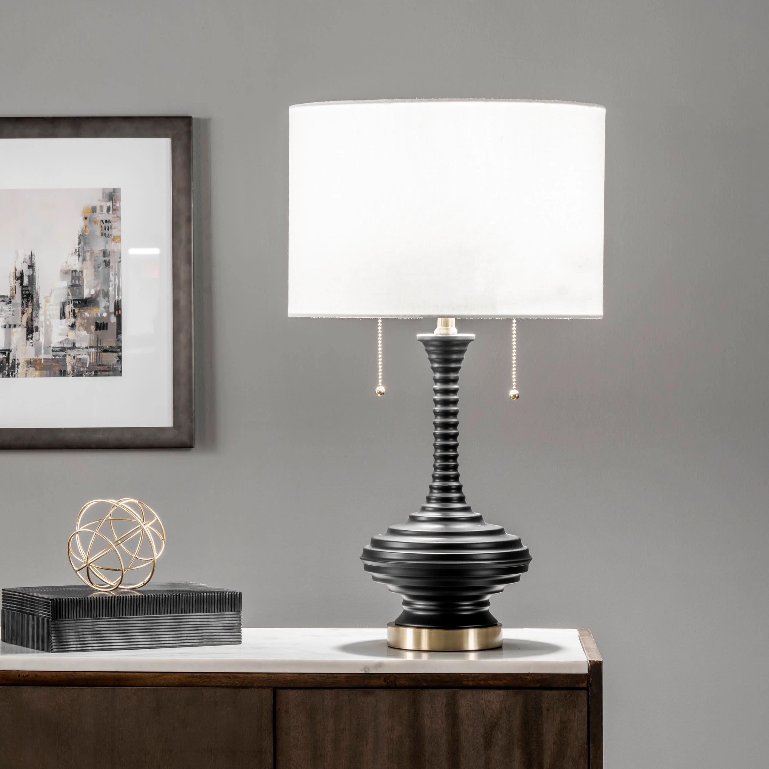 26-inch Steel Spiraling Teardrop Table Lamp | Black - Image 2