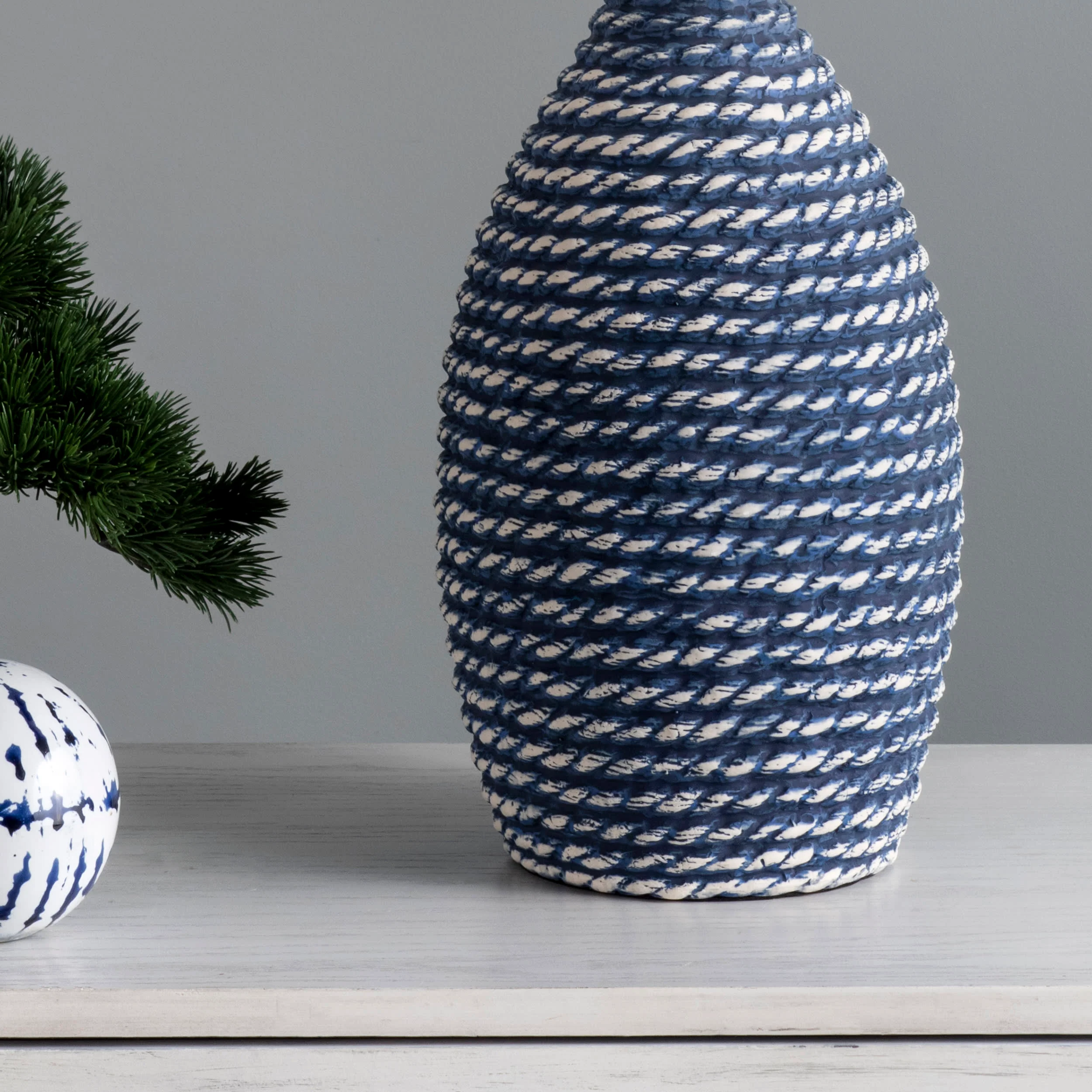 27-inch Ceramic Coiled Texture Table Lamp | Blue - Image 4