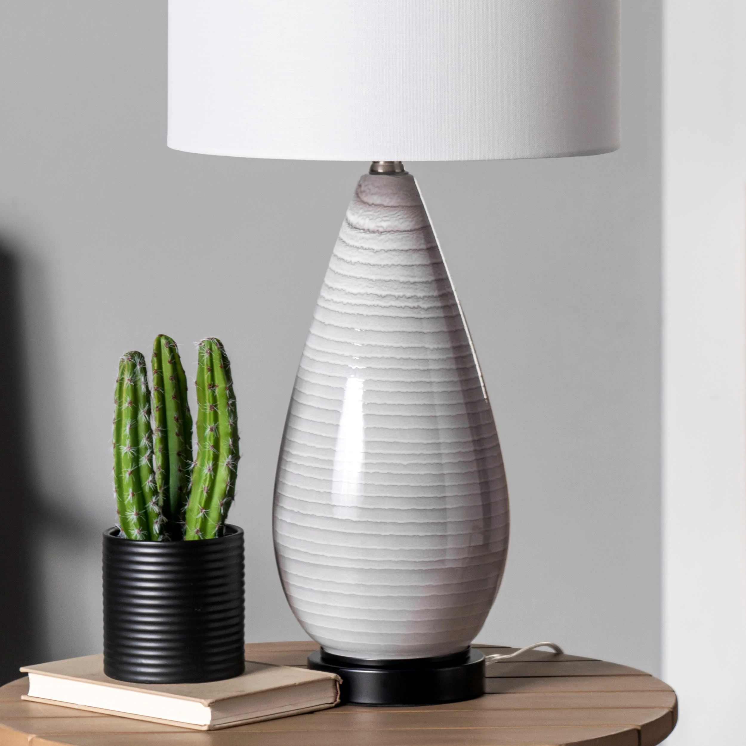 27-inch Whitney Glass Table Lamp | Grey - Image 4