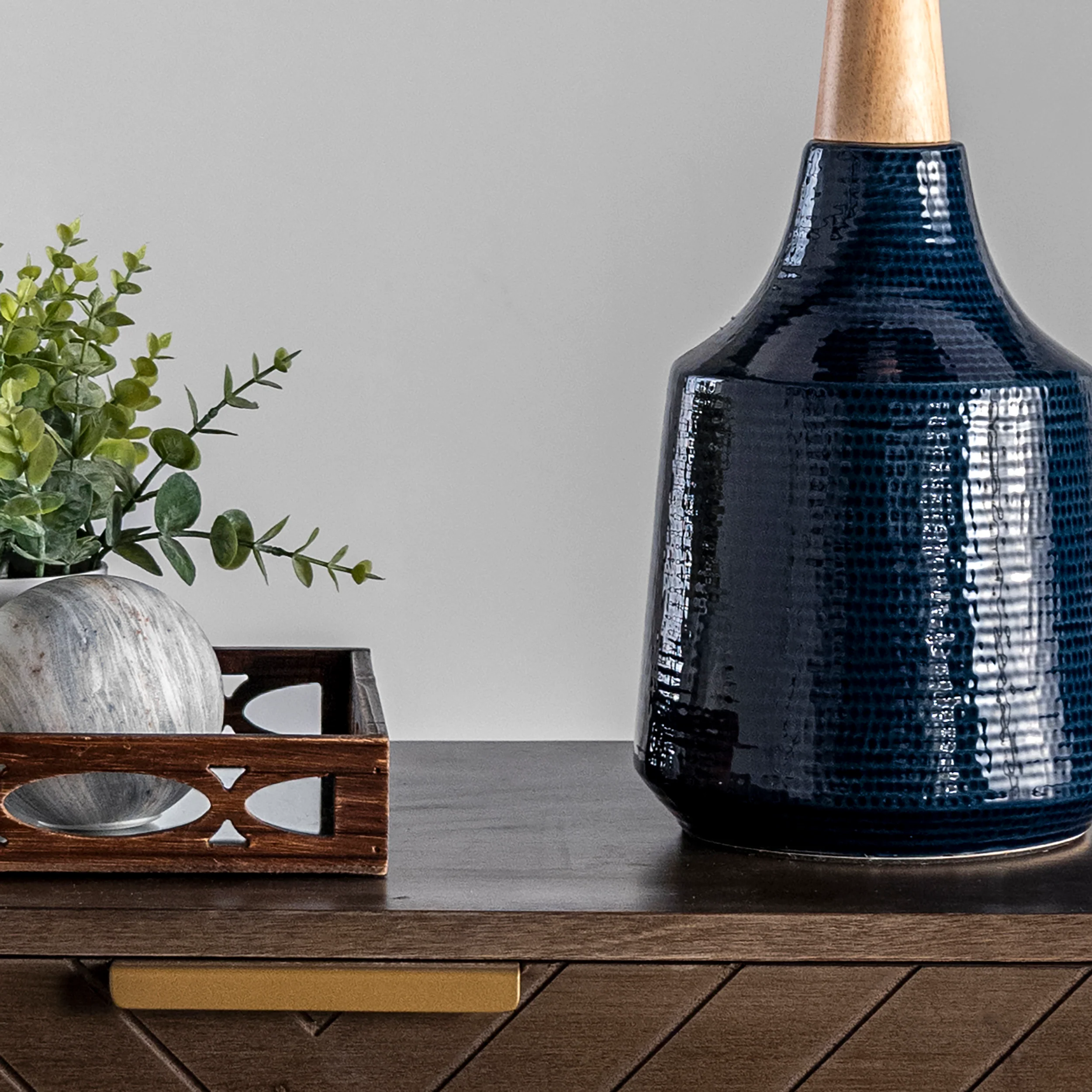 28-inch Jenna Ceramic Table Lamp | Navy - Image 4