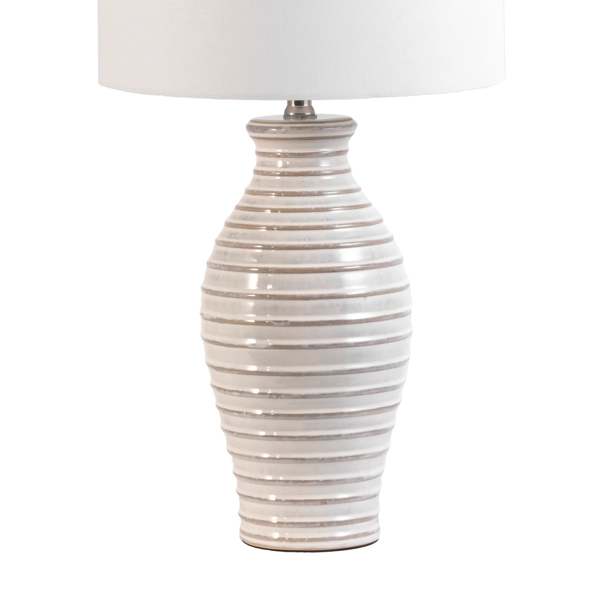 28-inch Ridged Ceramic Standard Table Lamp | Cream - Image 3