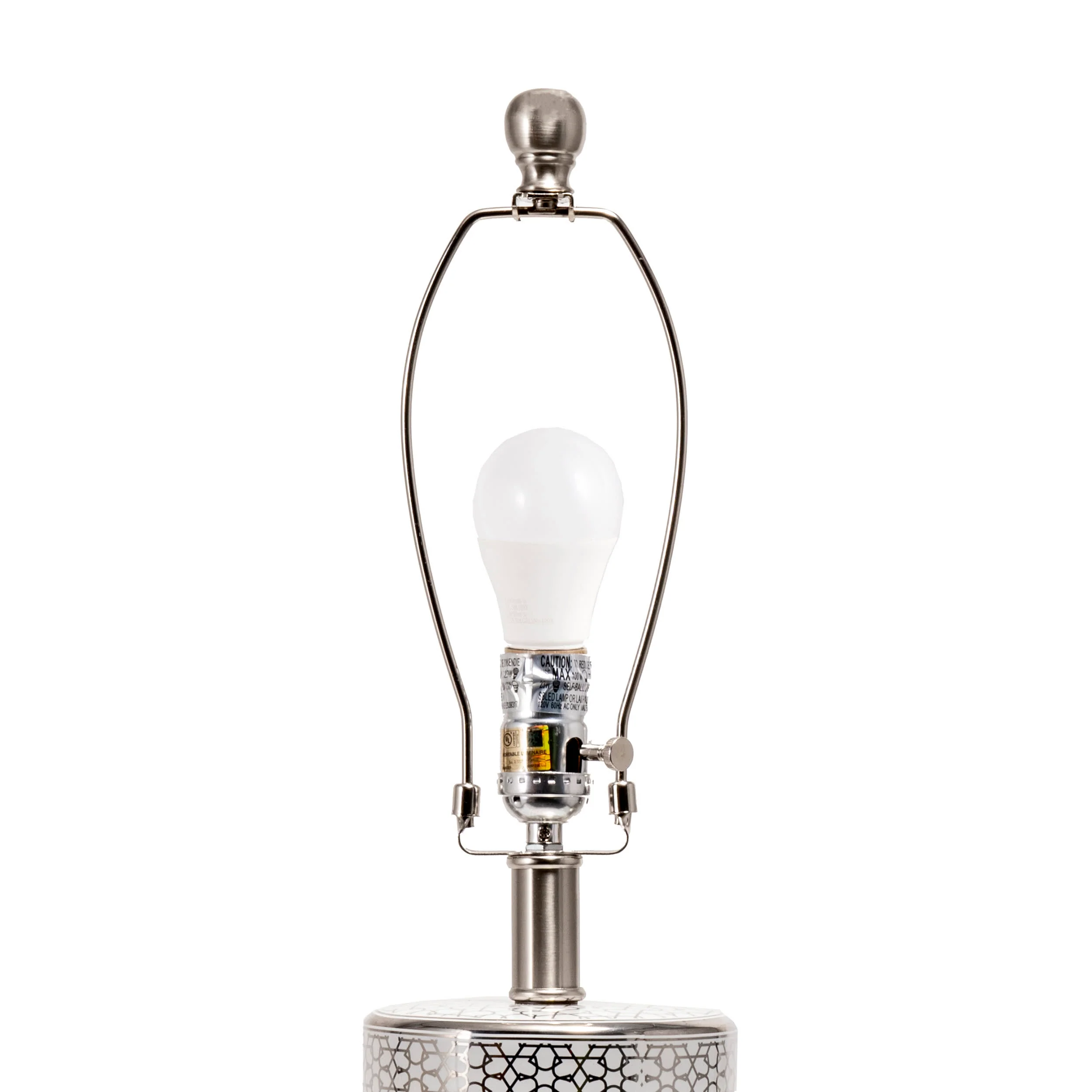 29-inch Ceramic Floral Trellis Table Lamp | Silver - Image 5