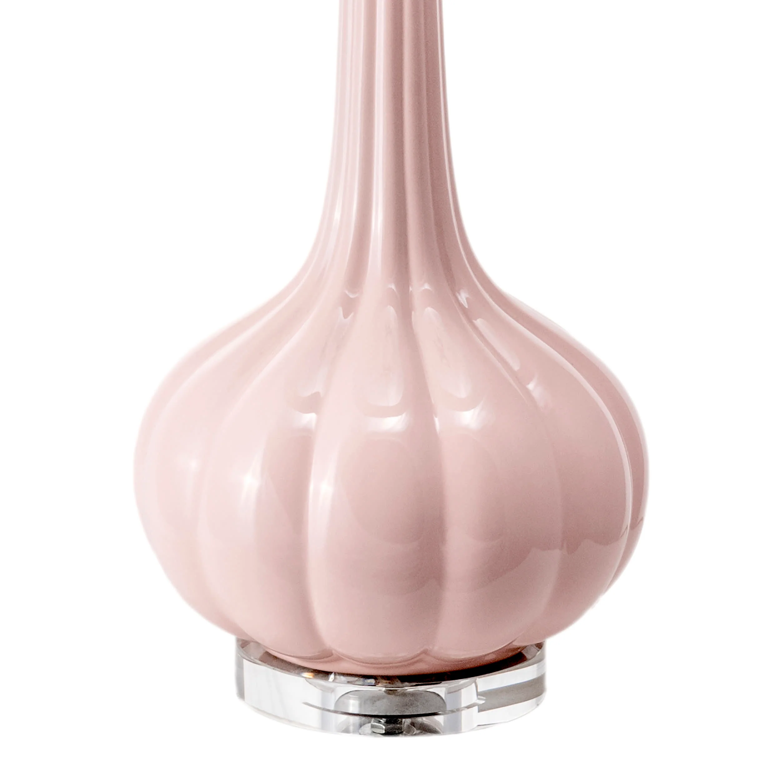 29-inch Fluted Ceramic Bulbous Table Lamp | Pink - Image 3
