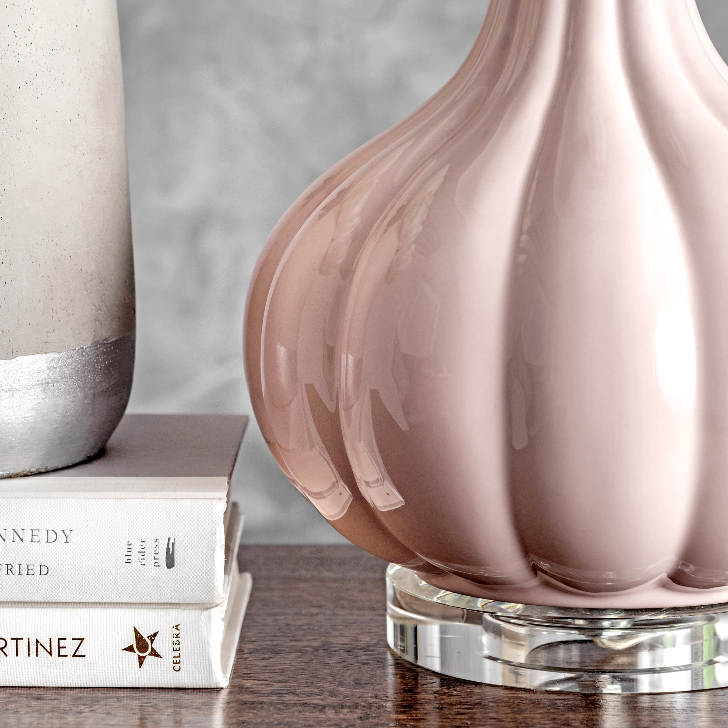 29-inch Fluted Ceramic Bulbous Table Lamp | Pink - Image 4