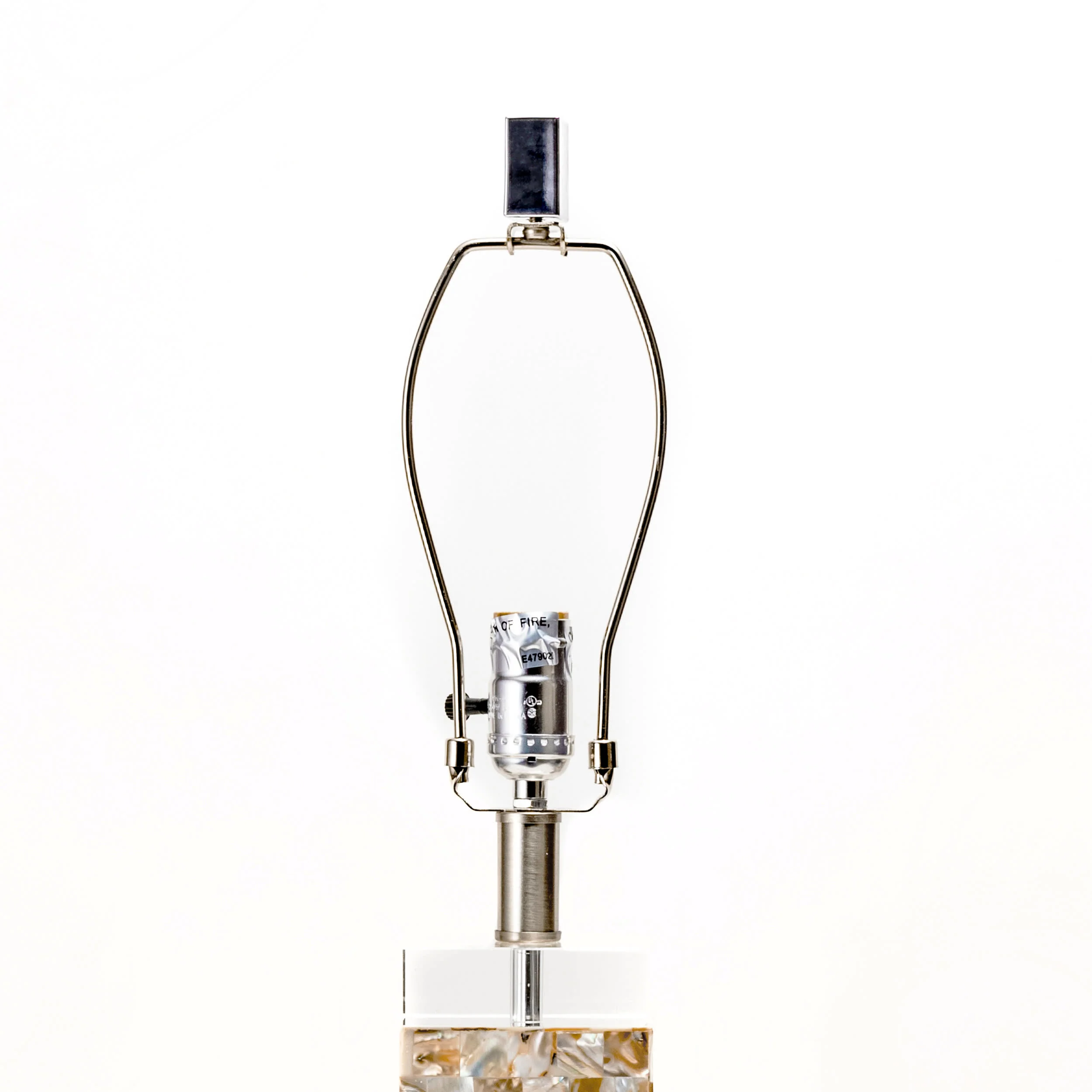 29-inch Mosaic Shell Prism Table Lamp | Satin Nickel & White - Image 5