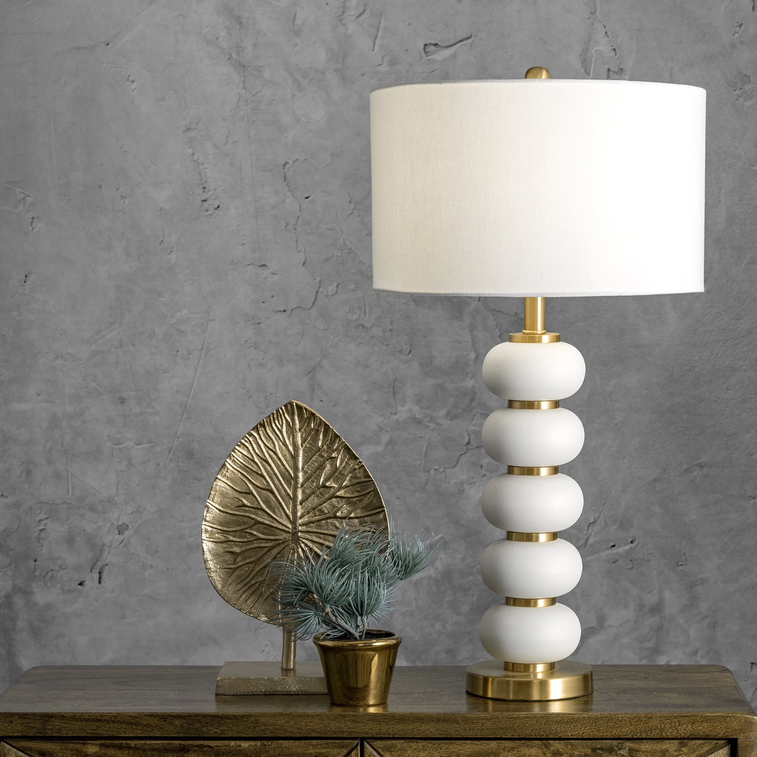 29-inch Stacked Iron Pearls Table Lamp | Ivory - Image 2