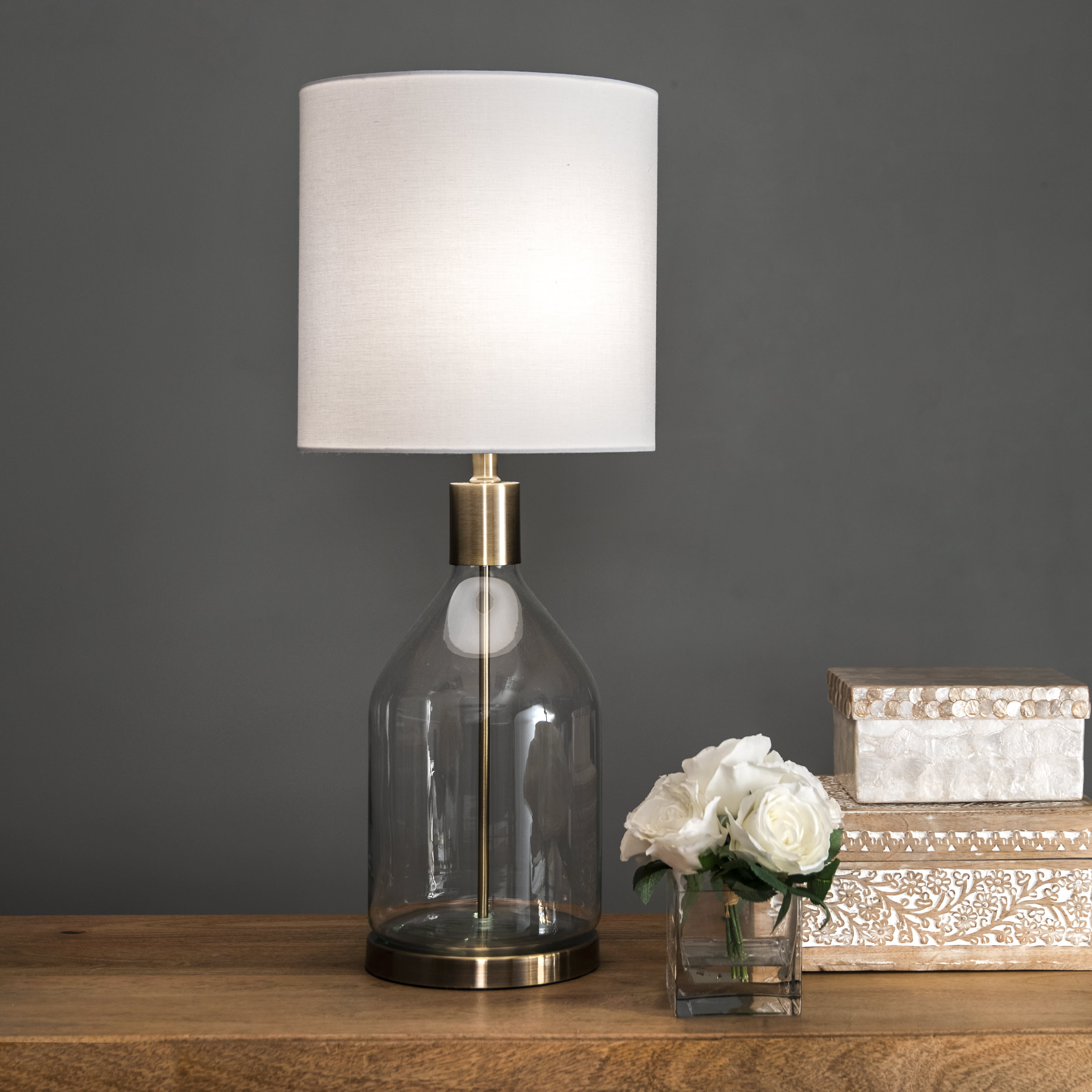 29-inch Yolanda Glass Table Lamp | Gold - Image 2