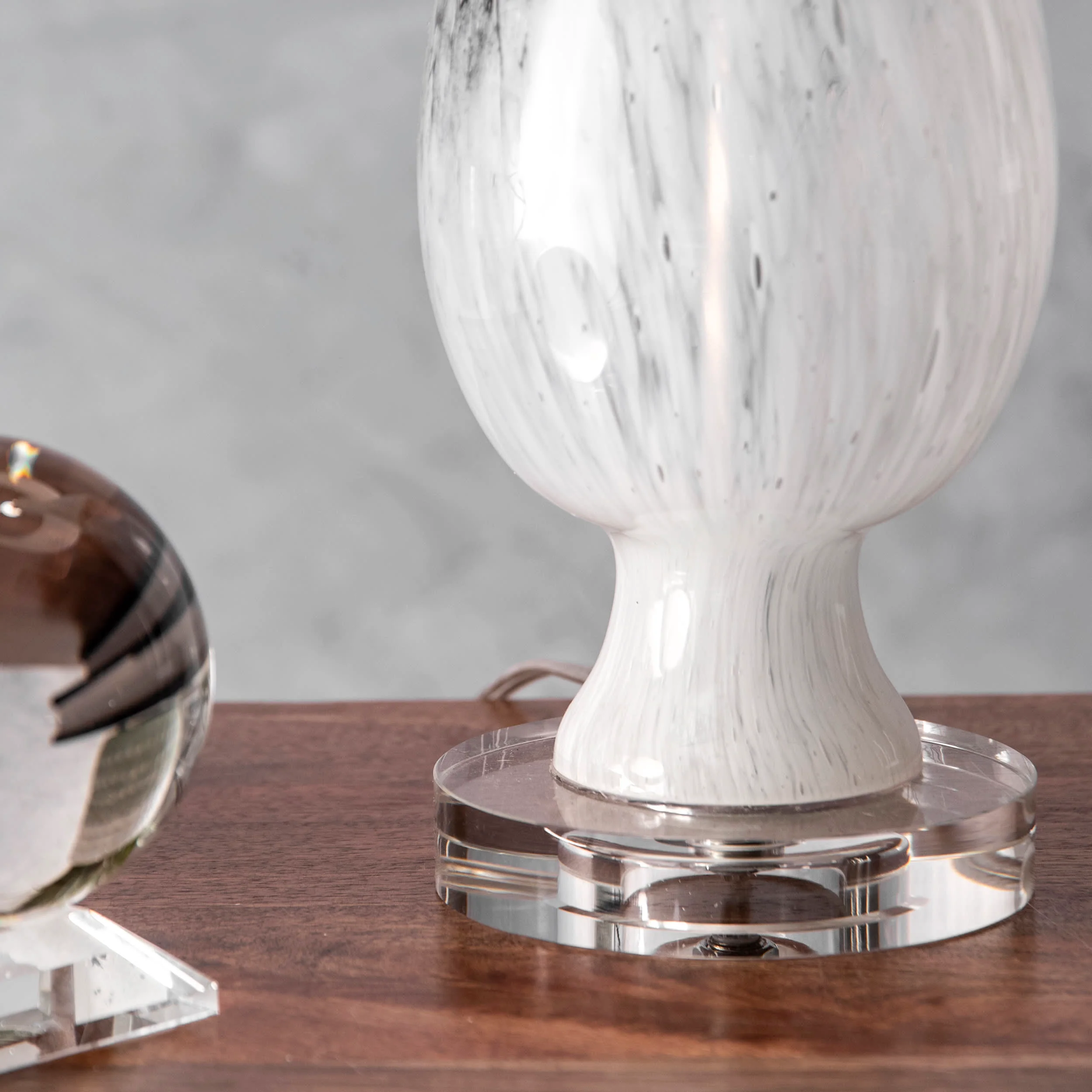 30-inch Glass Marbleized Vase Table Lamp | Off White - Image 3