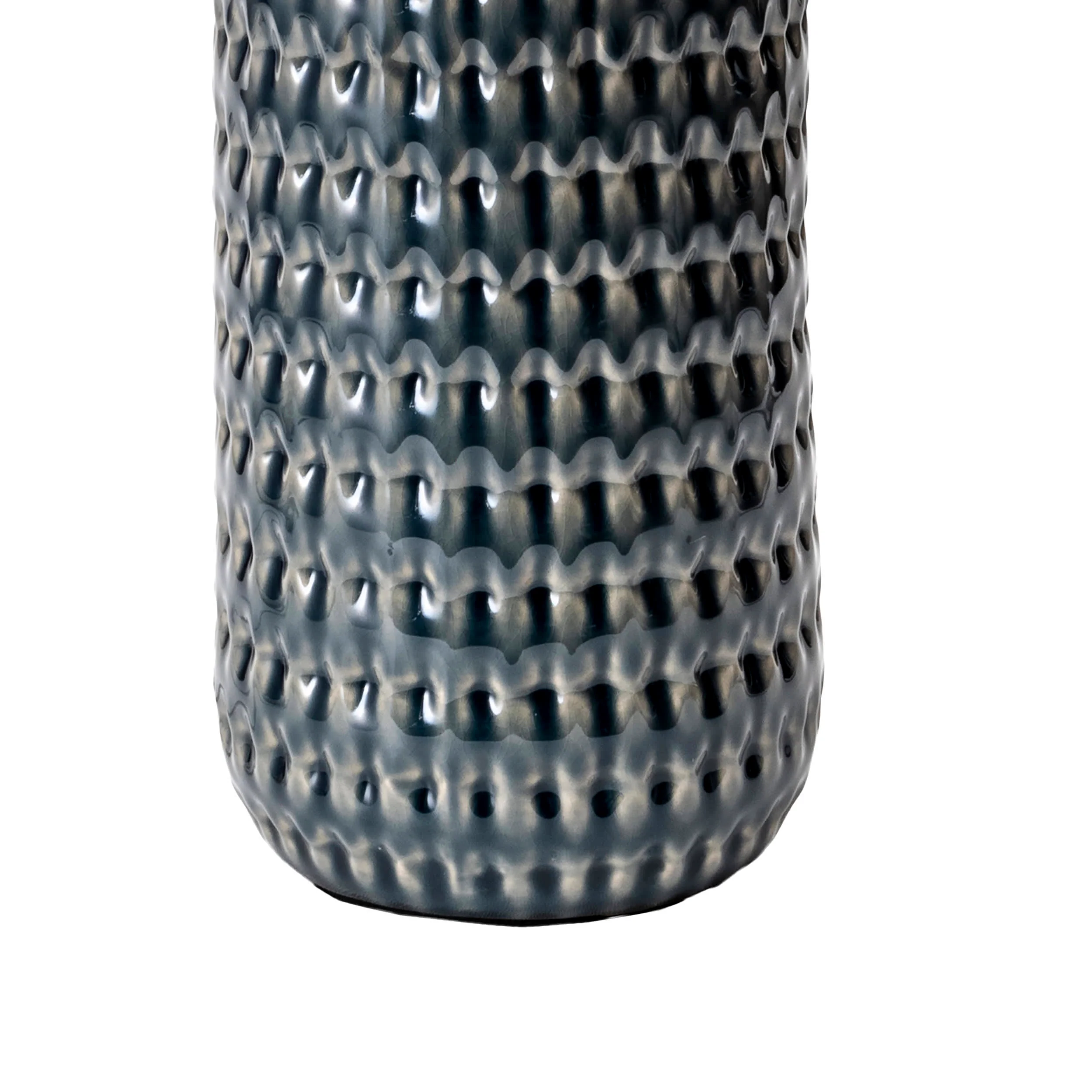 30-inch Perforated Ceramic Textured Vase Table Lamp | Grey - Image 3