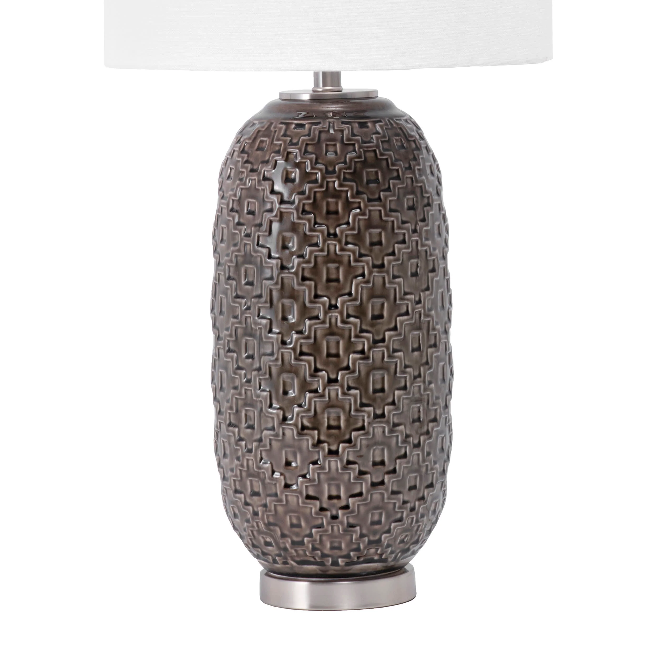 30-inch Textured Ceramic Star Trellis Table Lamp | Brown - Image 3