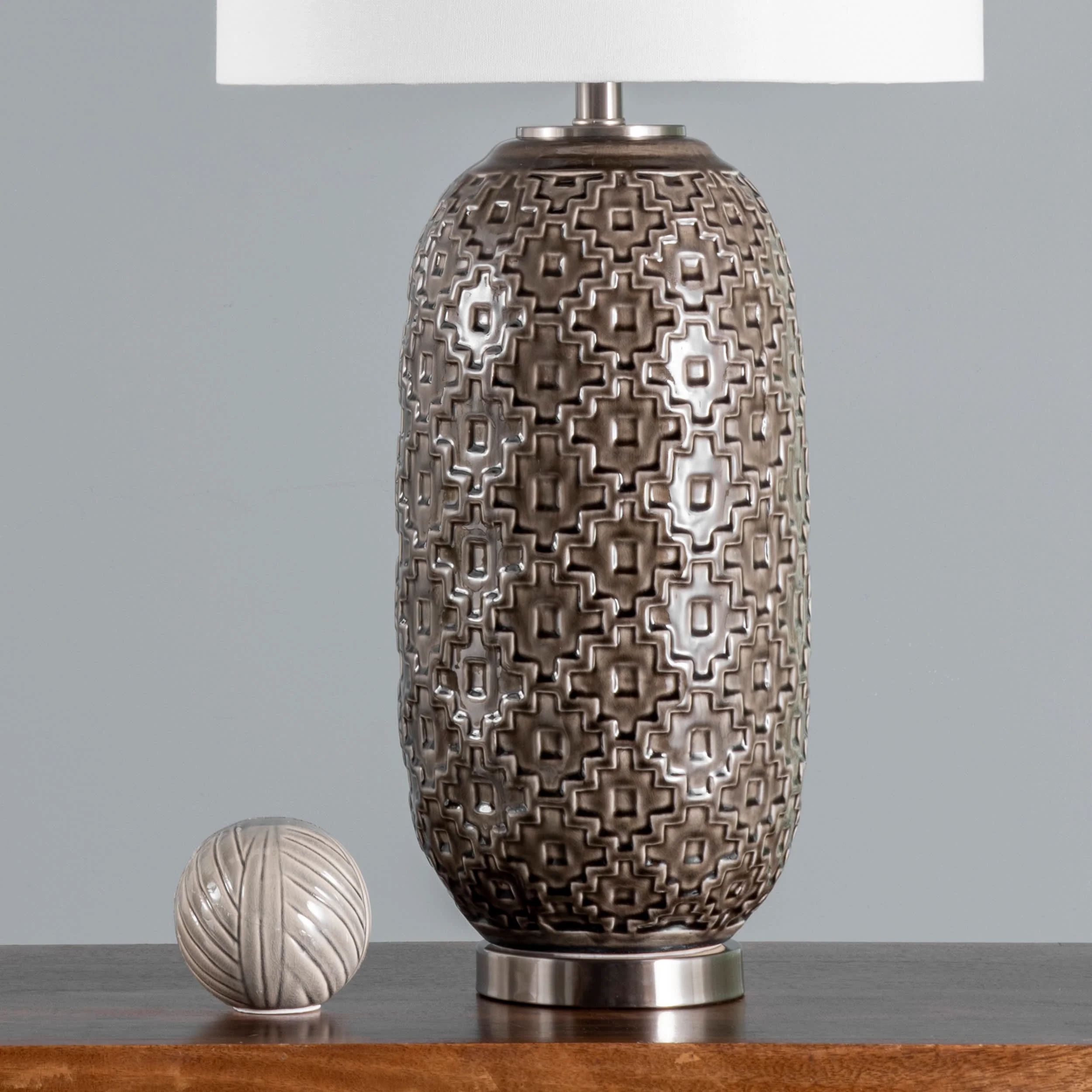 30-inch Textured Ceramic Star Trellis Table Lamp | Brown - Image 4