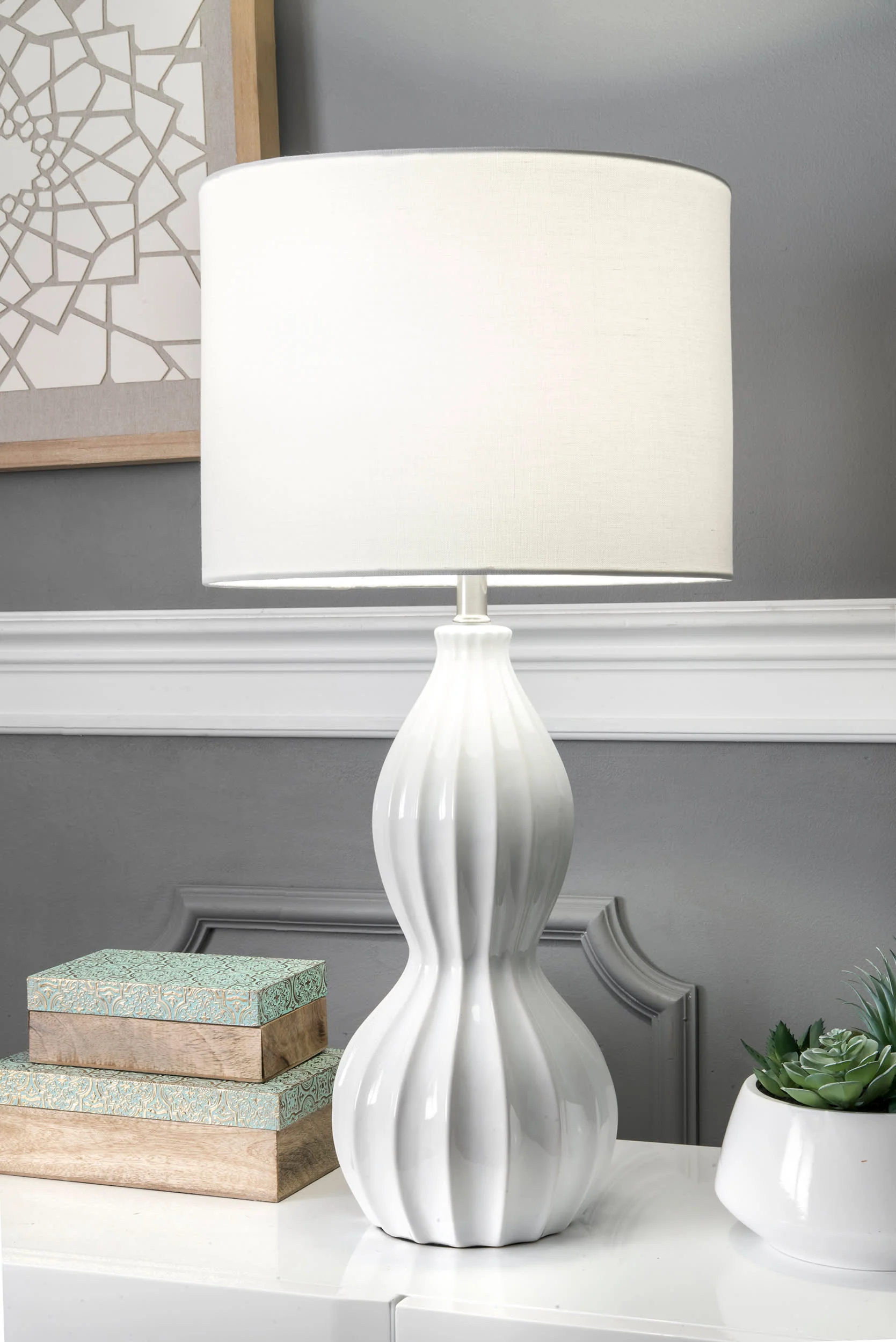 30-inch Venus Ceramic Table Lamp | White - Image 2