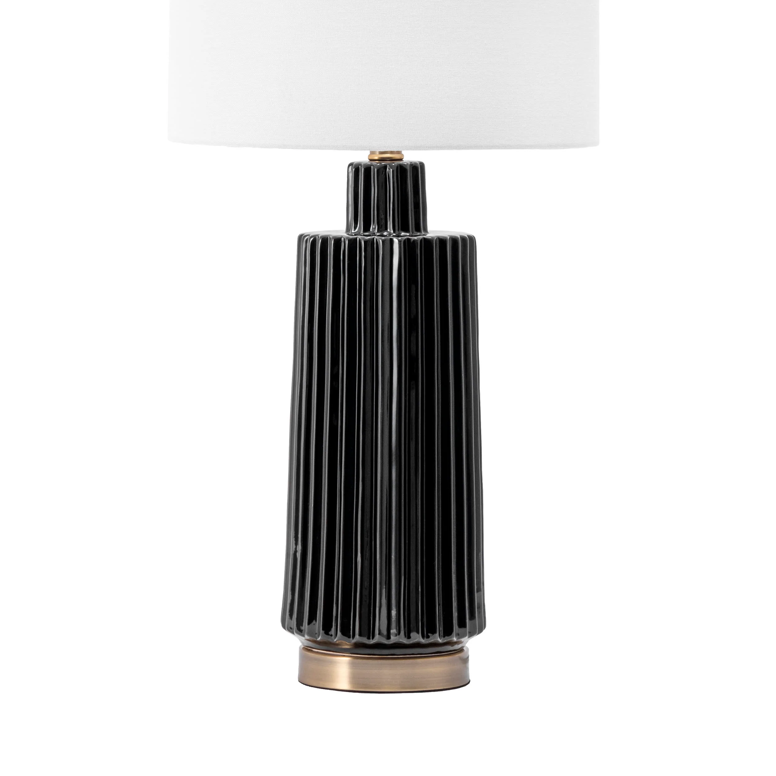 31-inch Fluted Ceramic Block Table Lamp | Black - Image 3